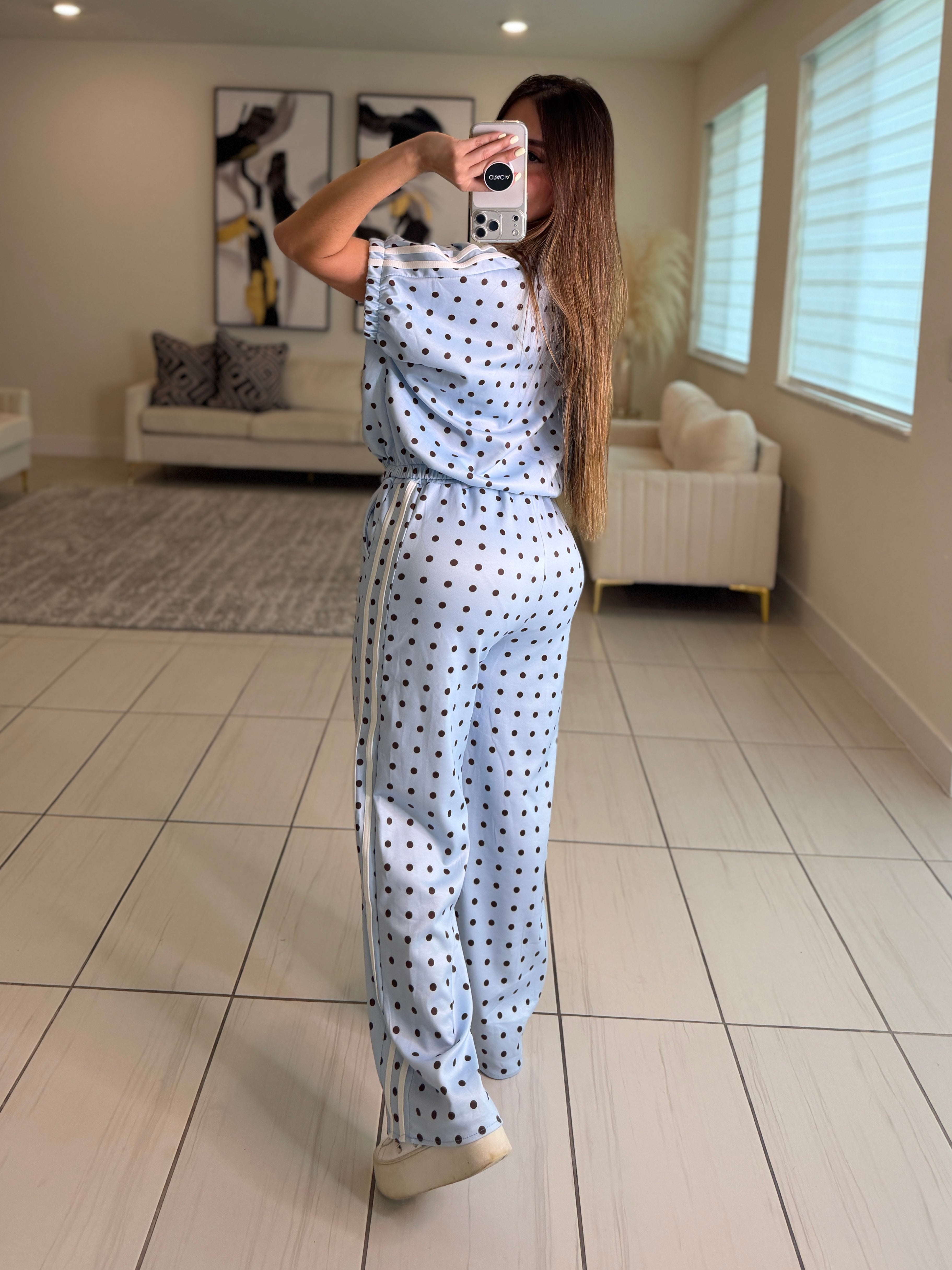 Italian Dots Blue Pants Set