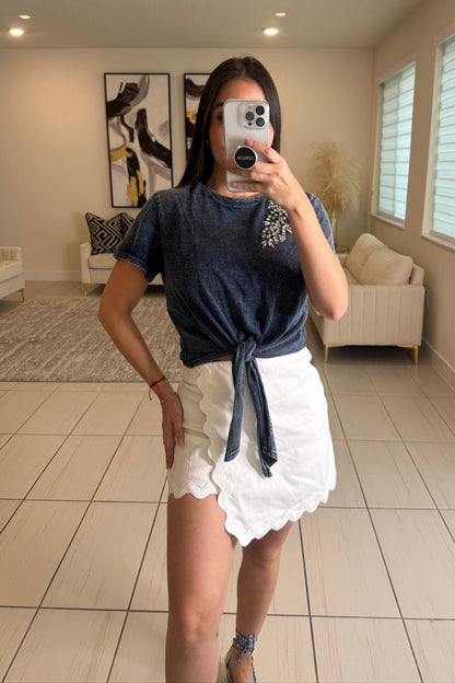 Silver Glamour Dark Blue Top