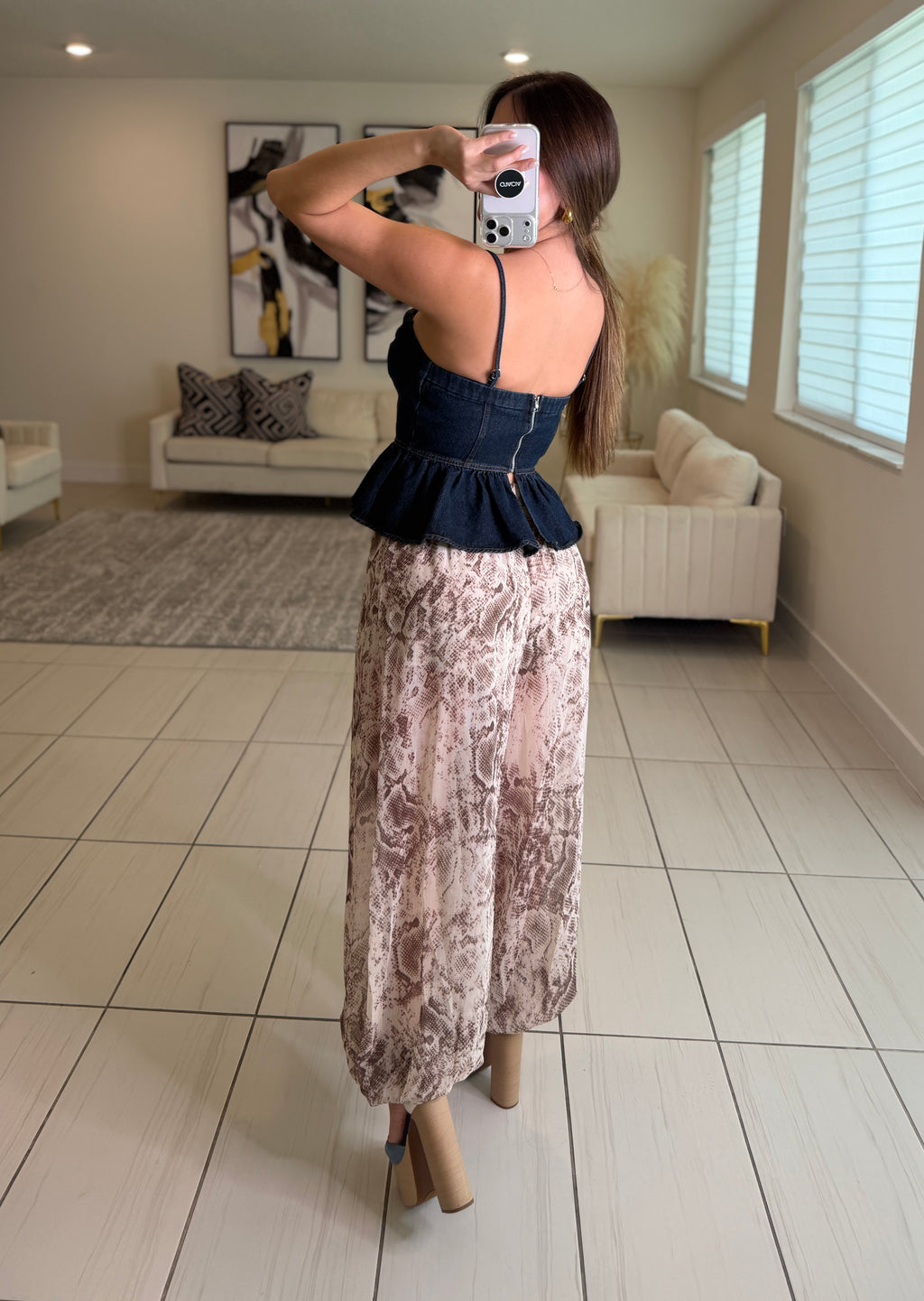 Sweet Peplum Denim Top
