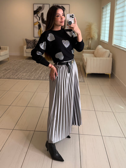 Magnetic Grey Midi Skirt