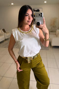 Golden Rocks Shoulder Pads White Top
