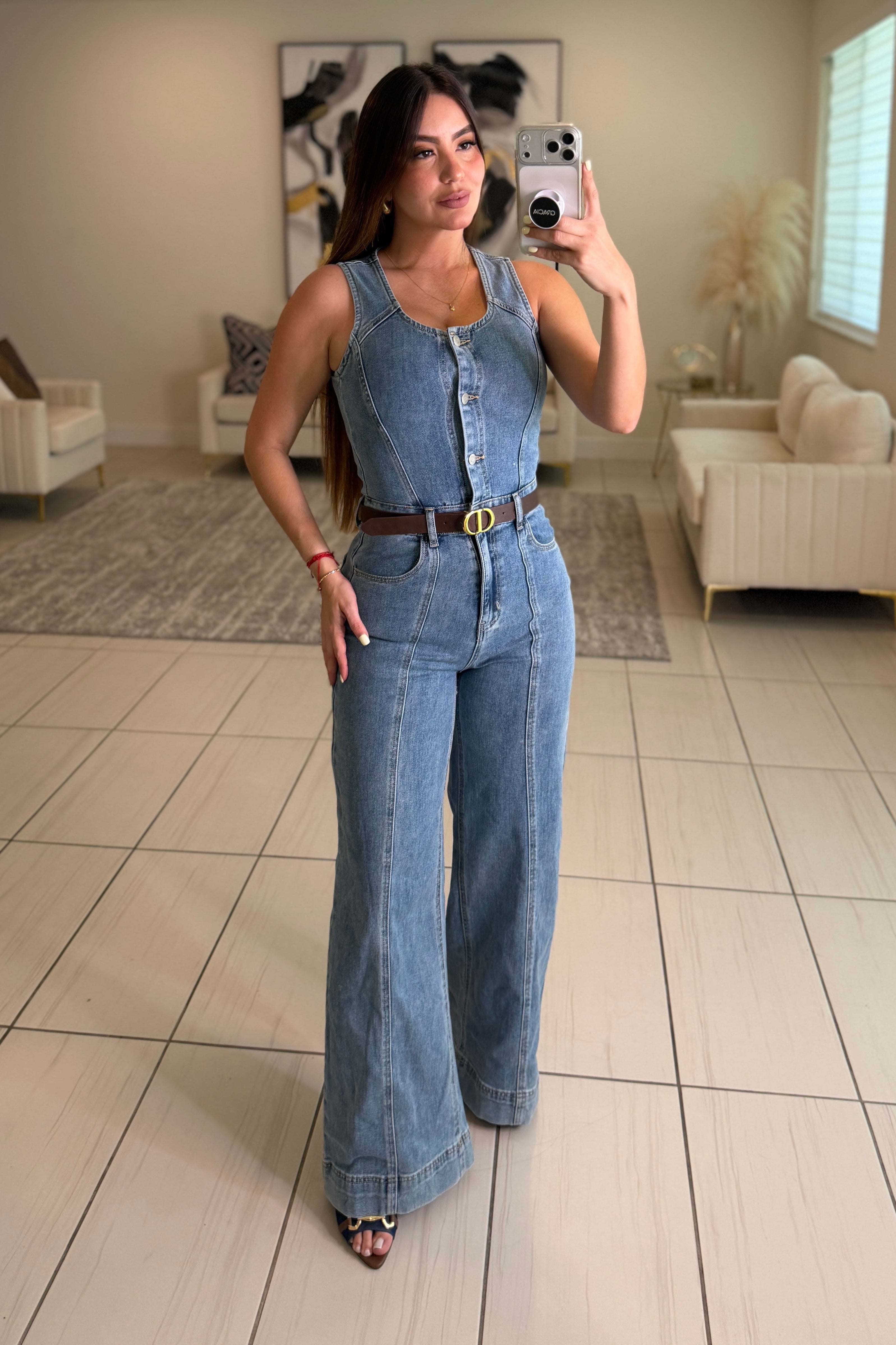 Luxe Stitch Denim Jumpsuit