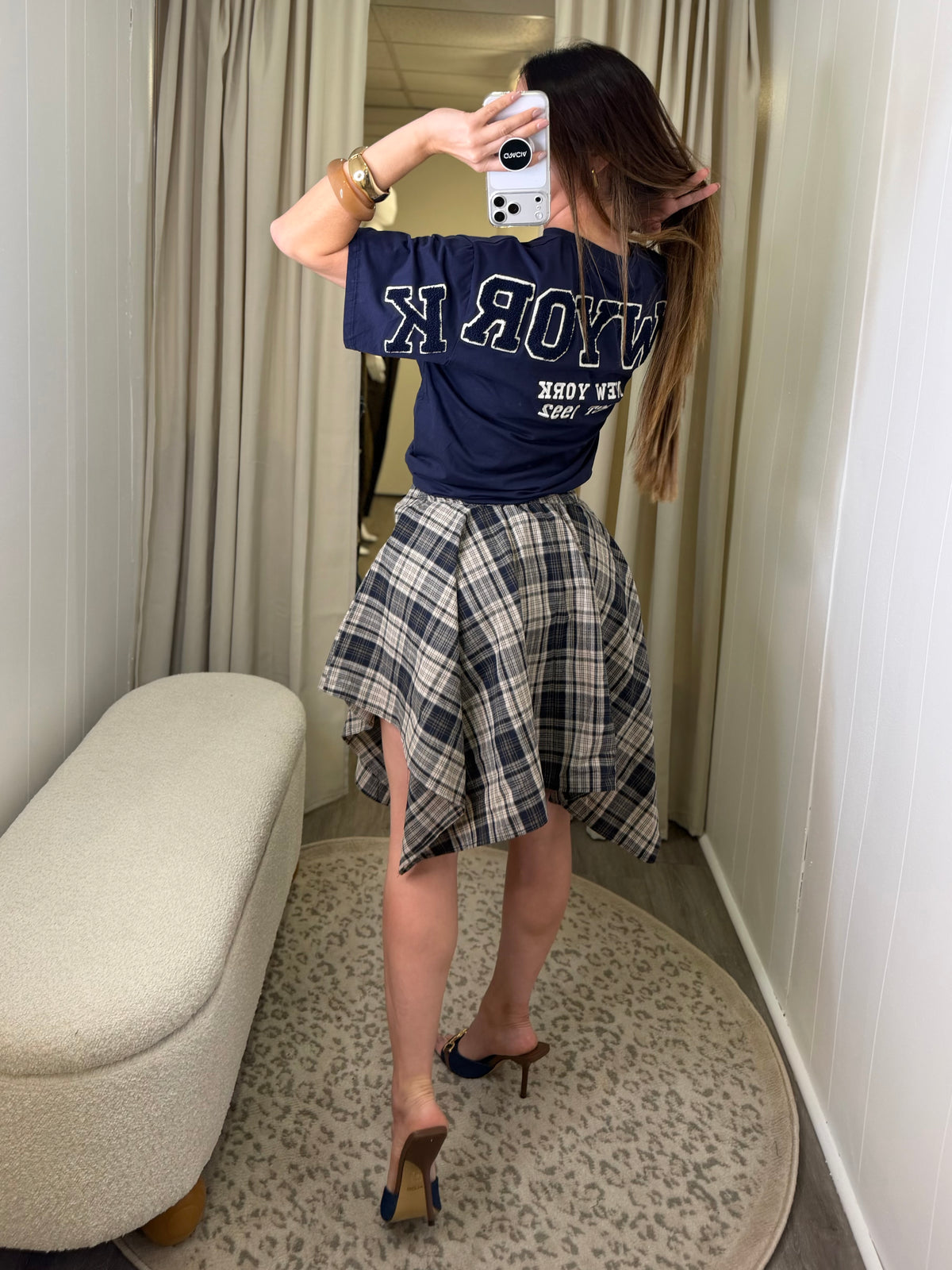 Madison Plaid Asym Skirt