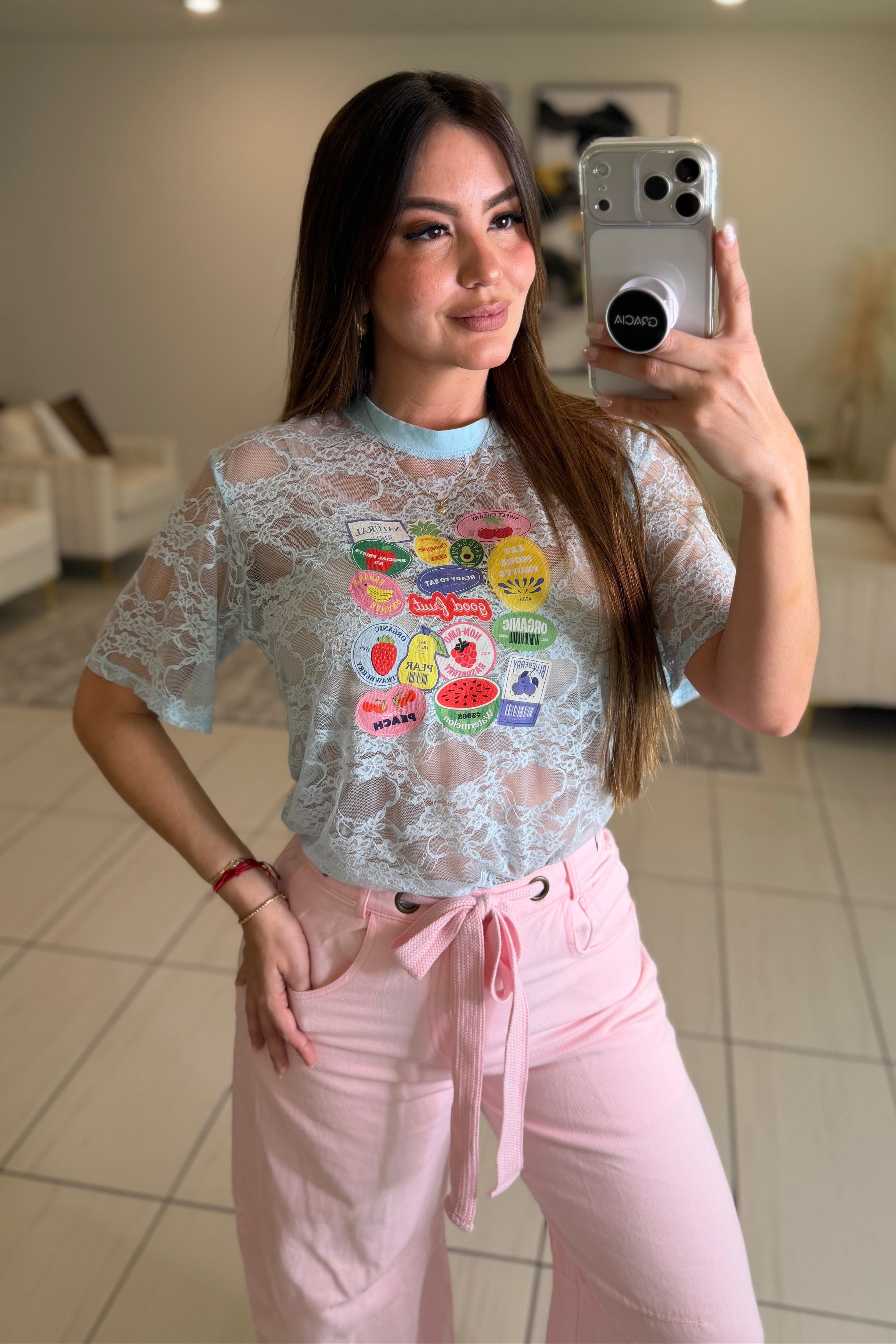 Barcode Lace Blu Tshirt