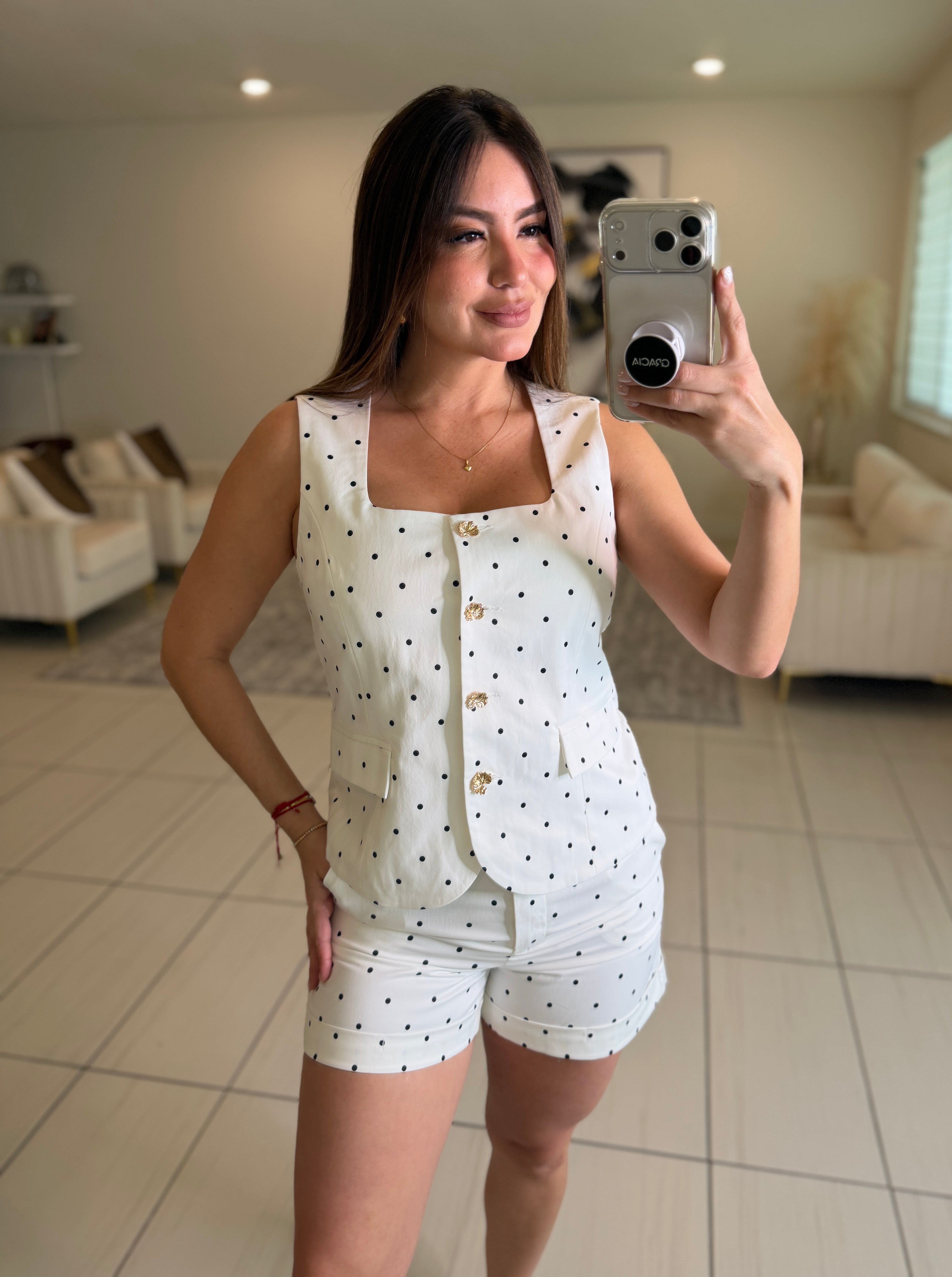 Dotty Vibes White Short Set