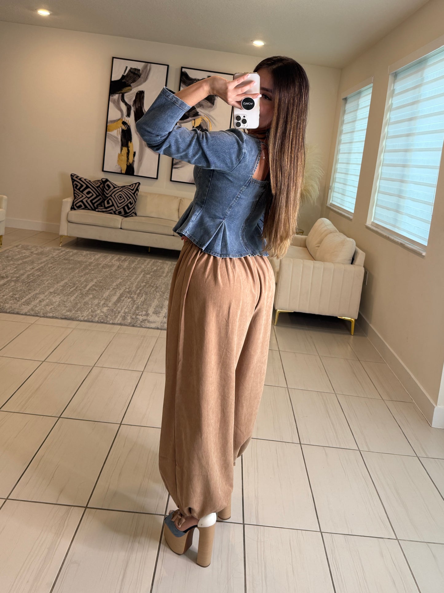 Peplum perfection Blue Denim Top