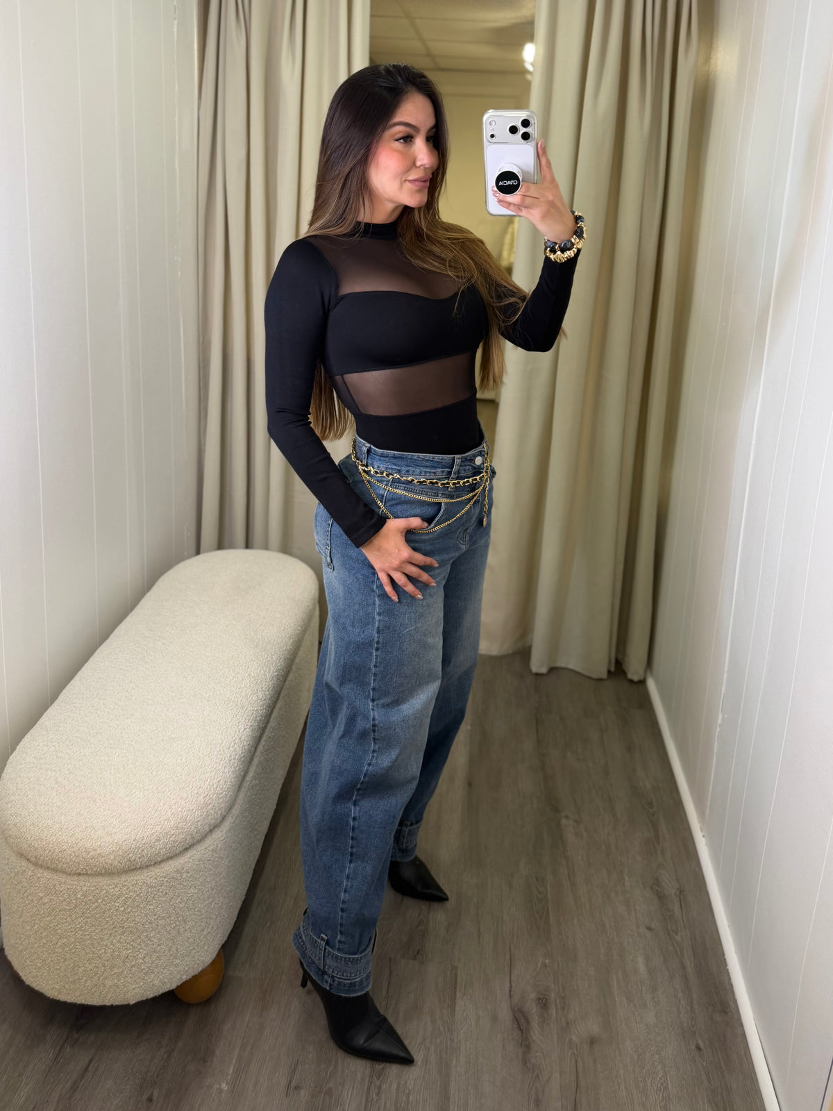 Slouchy Buckle Blue Denim Pants