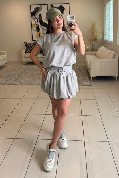 Pop Shine Grey Skirt Set
