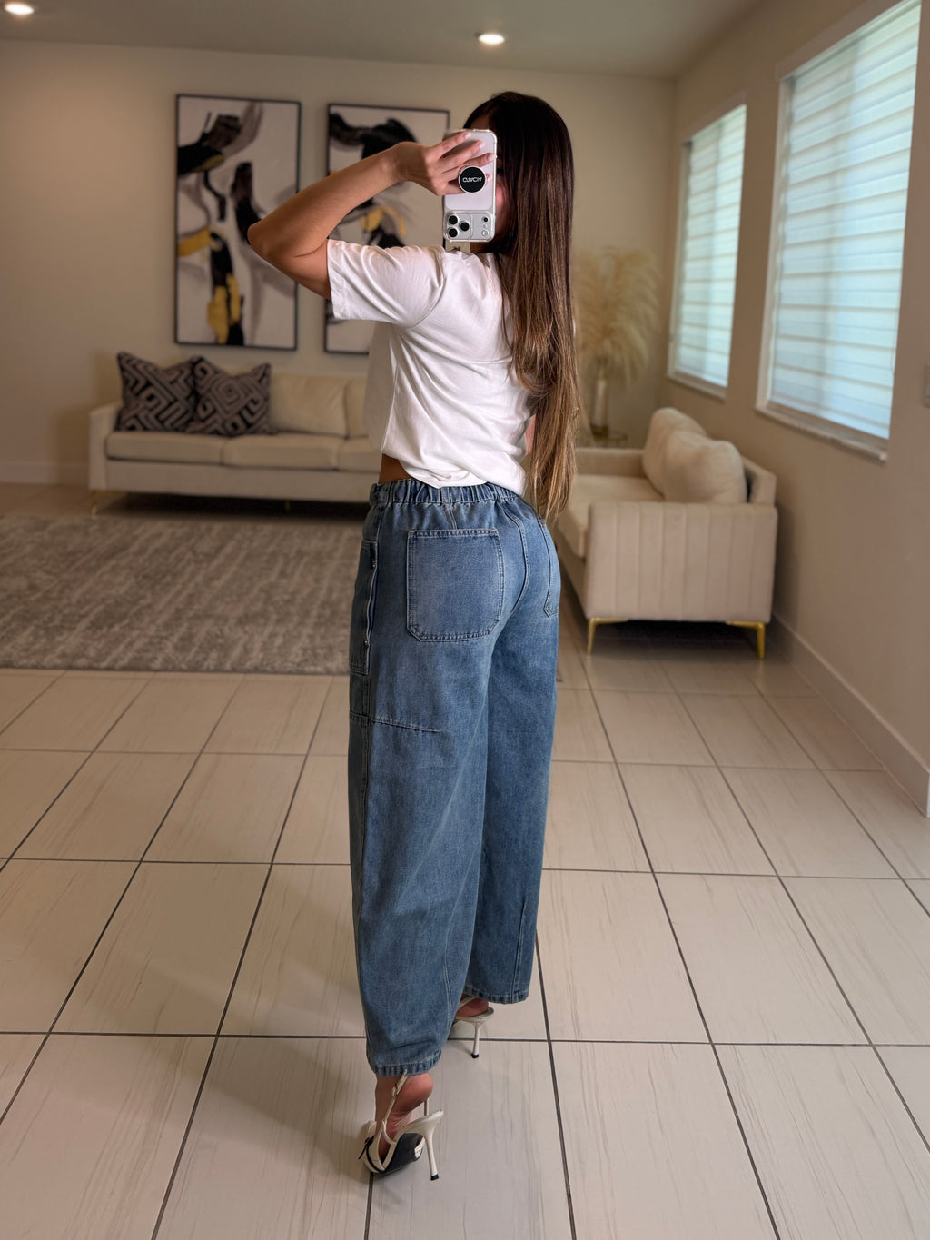 Utility Flow Barrel Denim Pants