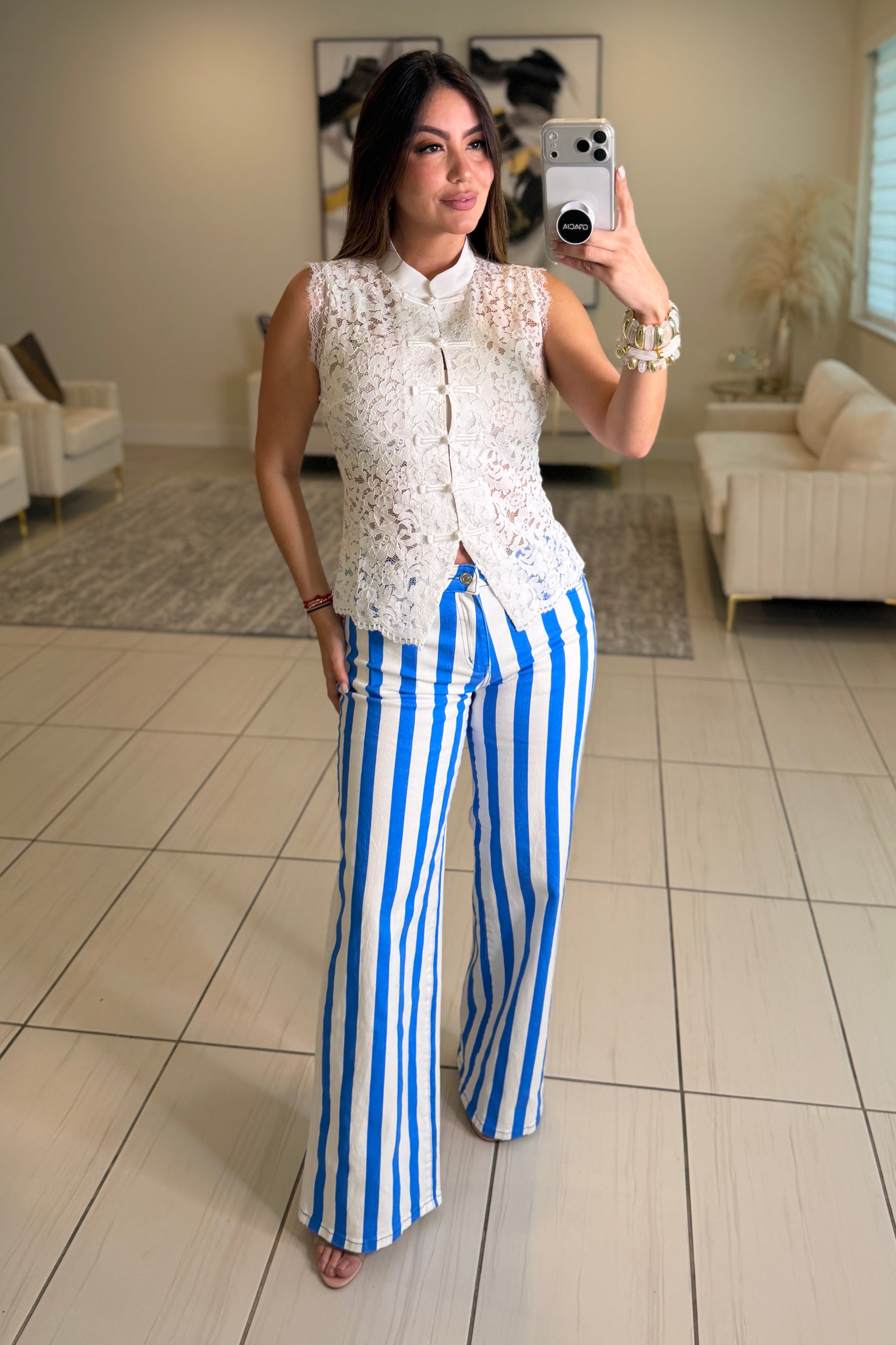 Parisian Stripe Blue Pants