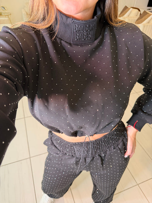 Midnight Rhinestone Black Pants Set