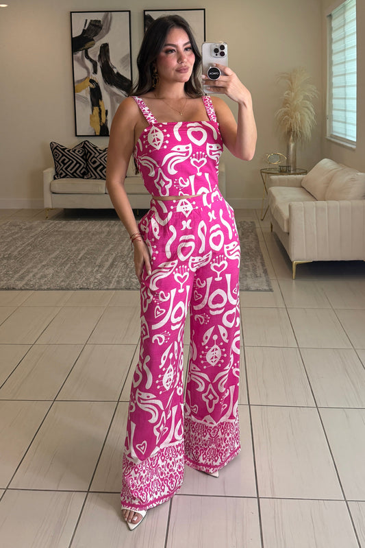 Abstract Muse Abstract Magenta Pants Set