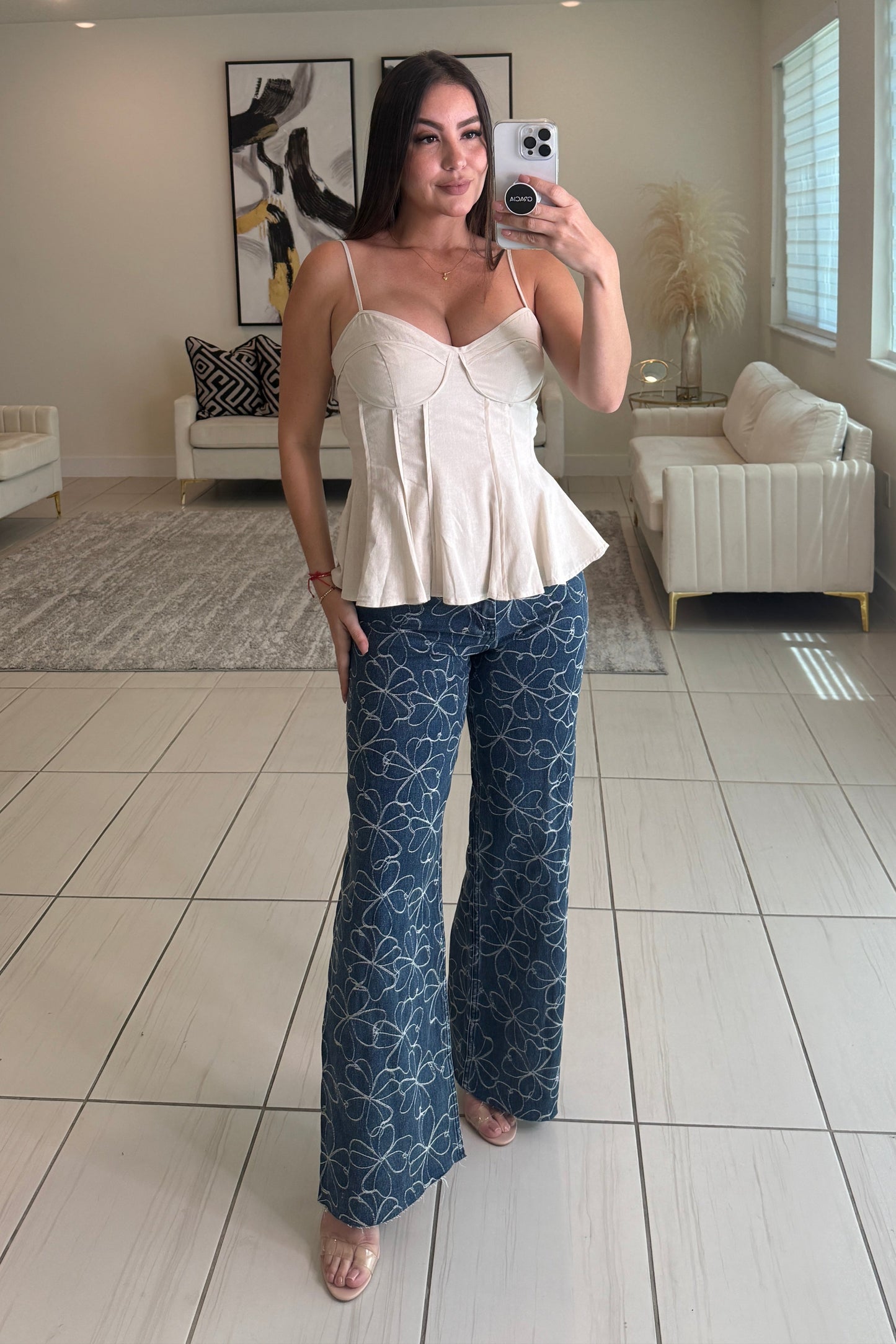 Timeless Poise Linen Beige Top