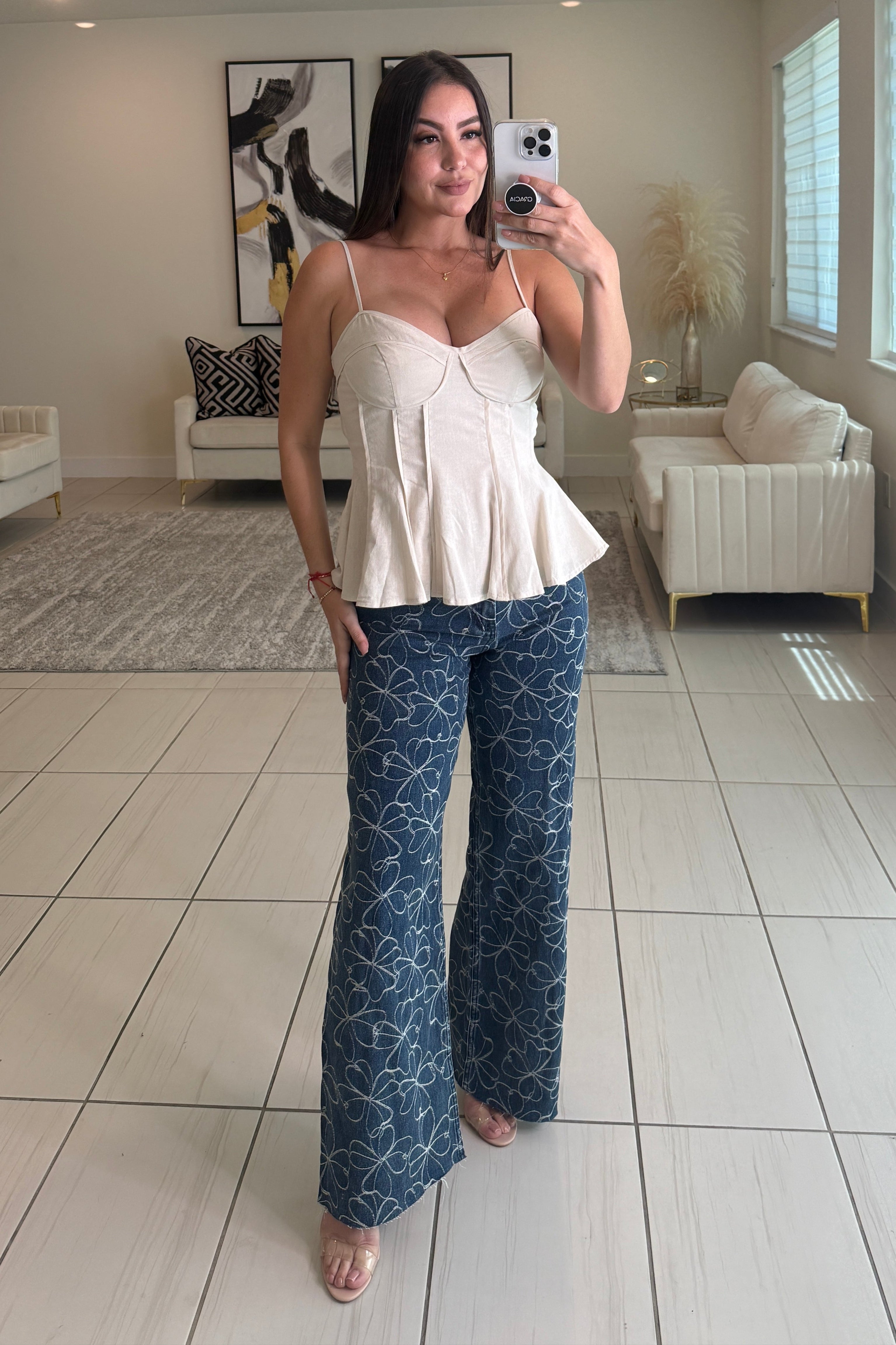 Timeless Poise Linen Beige Top