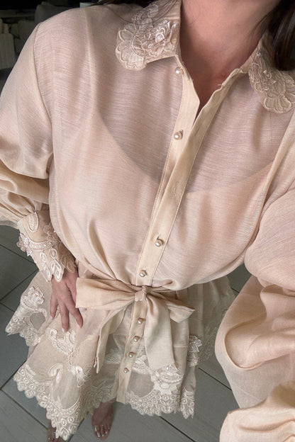 Bloomed Allure Beige Dress