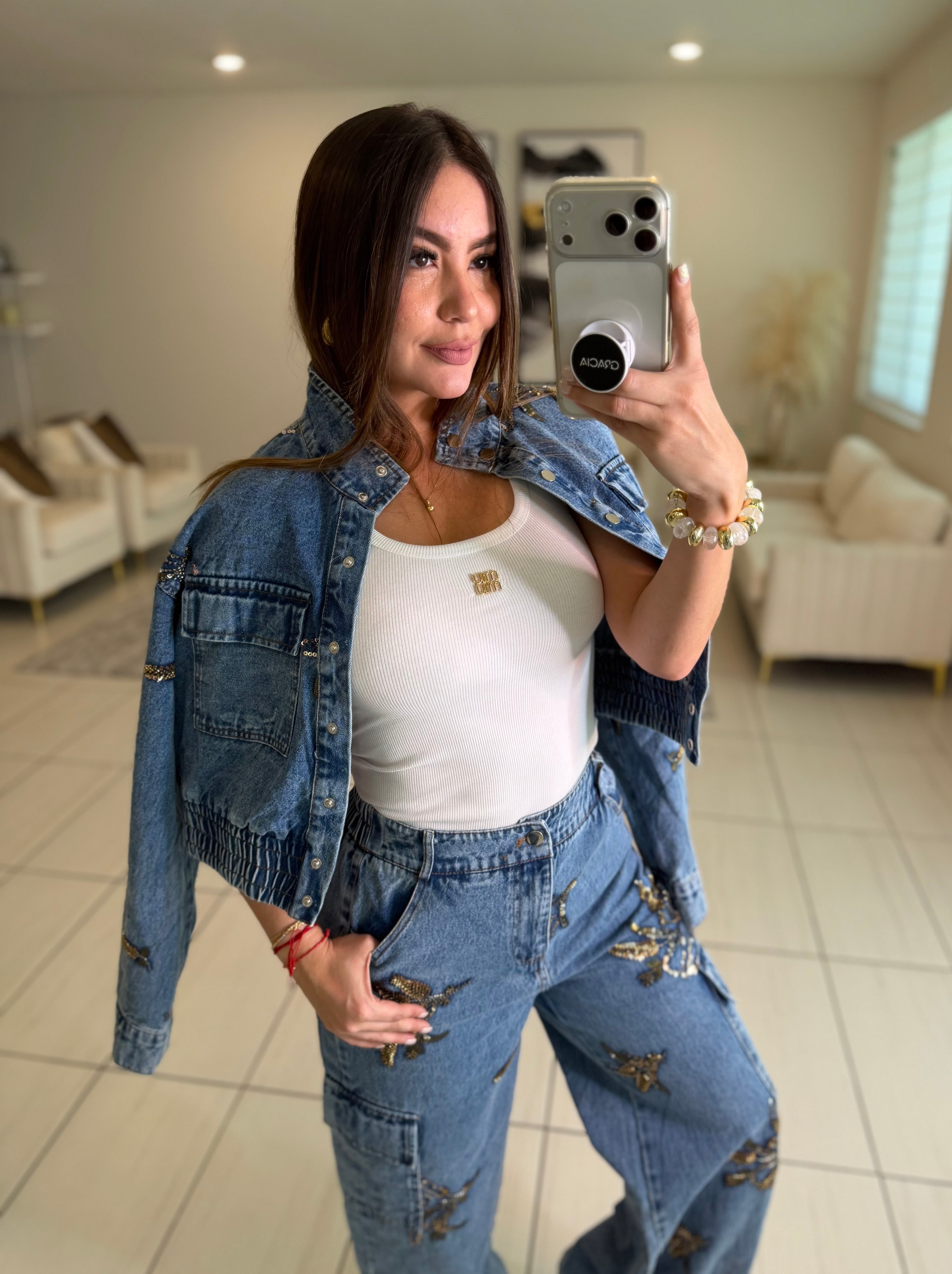 Wild Ornate Denim Pant Set