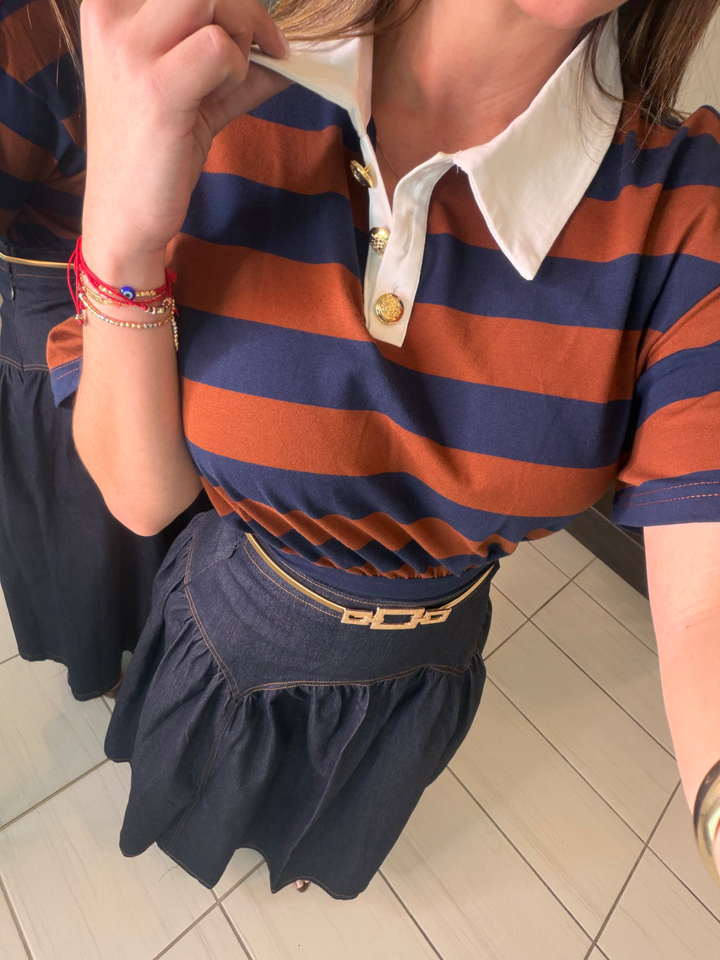 Sweet Stripes Brown and Blue Top