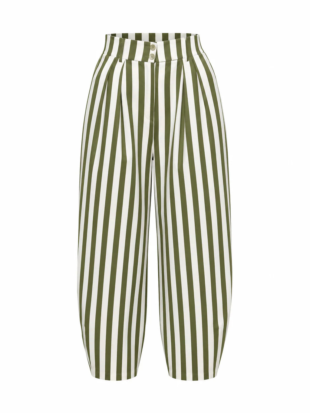 Italian Stripes Green Barrel Pants