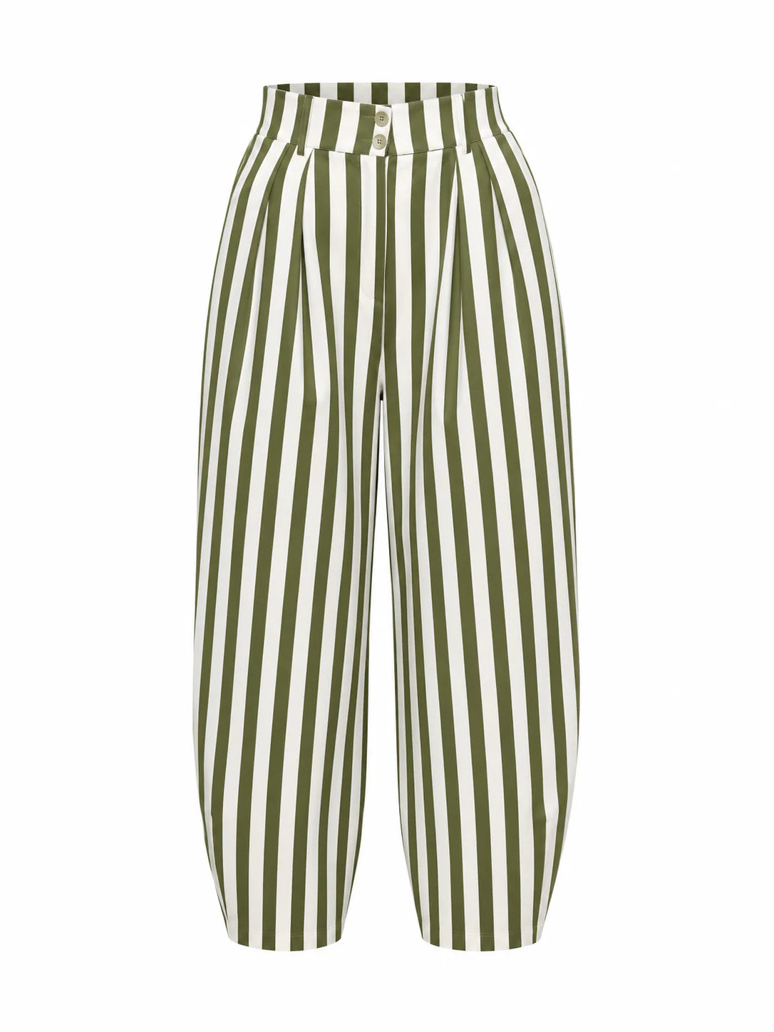 Italian Stripes Green Barrel Pants