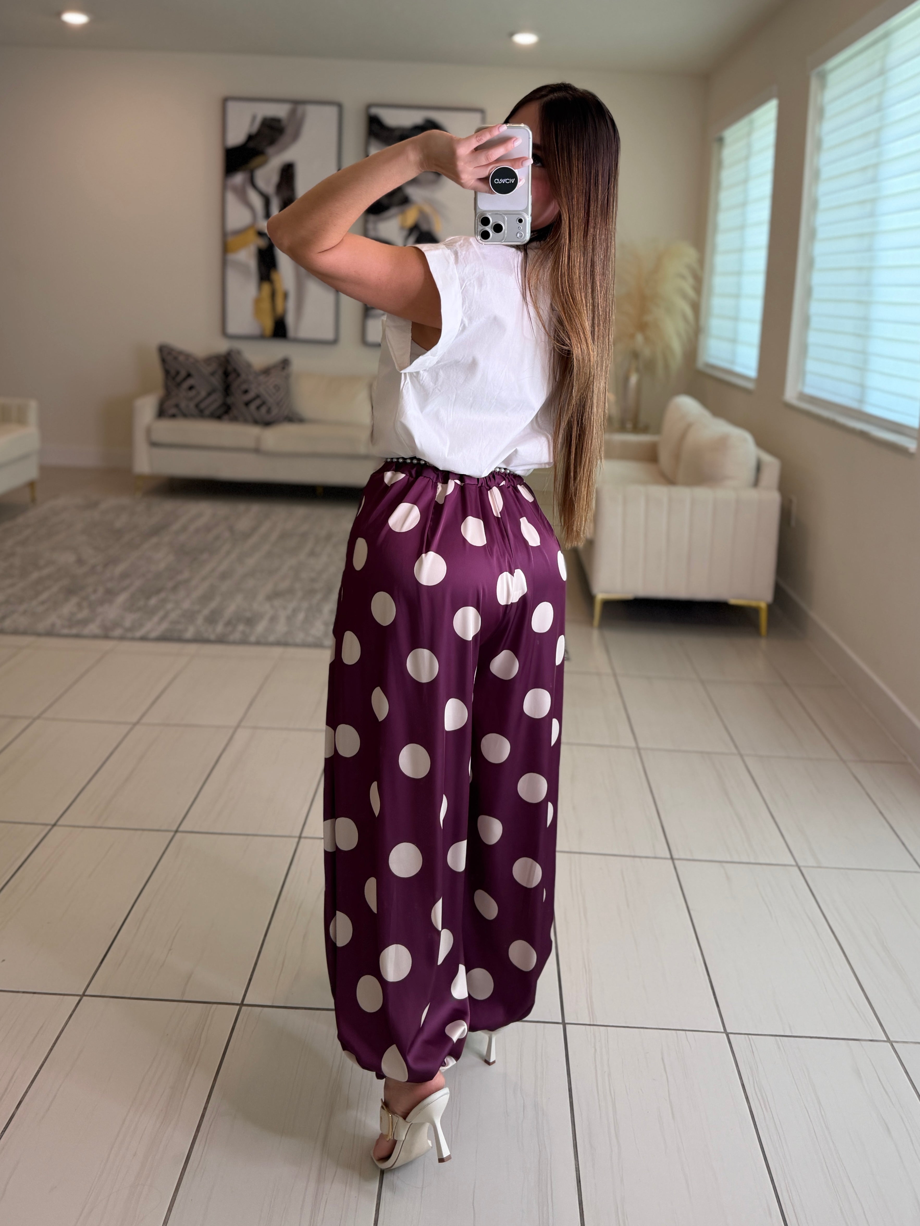 Purple Polka Dots Balloon Pants