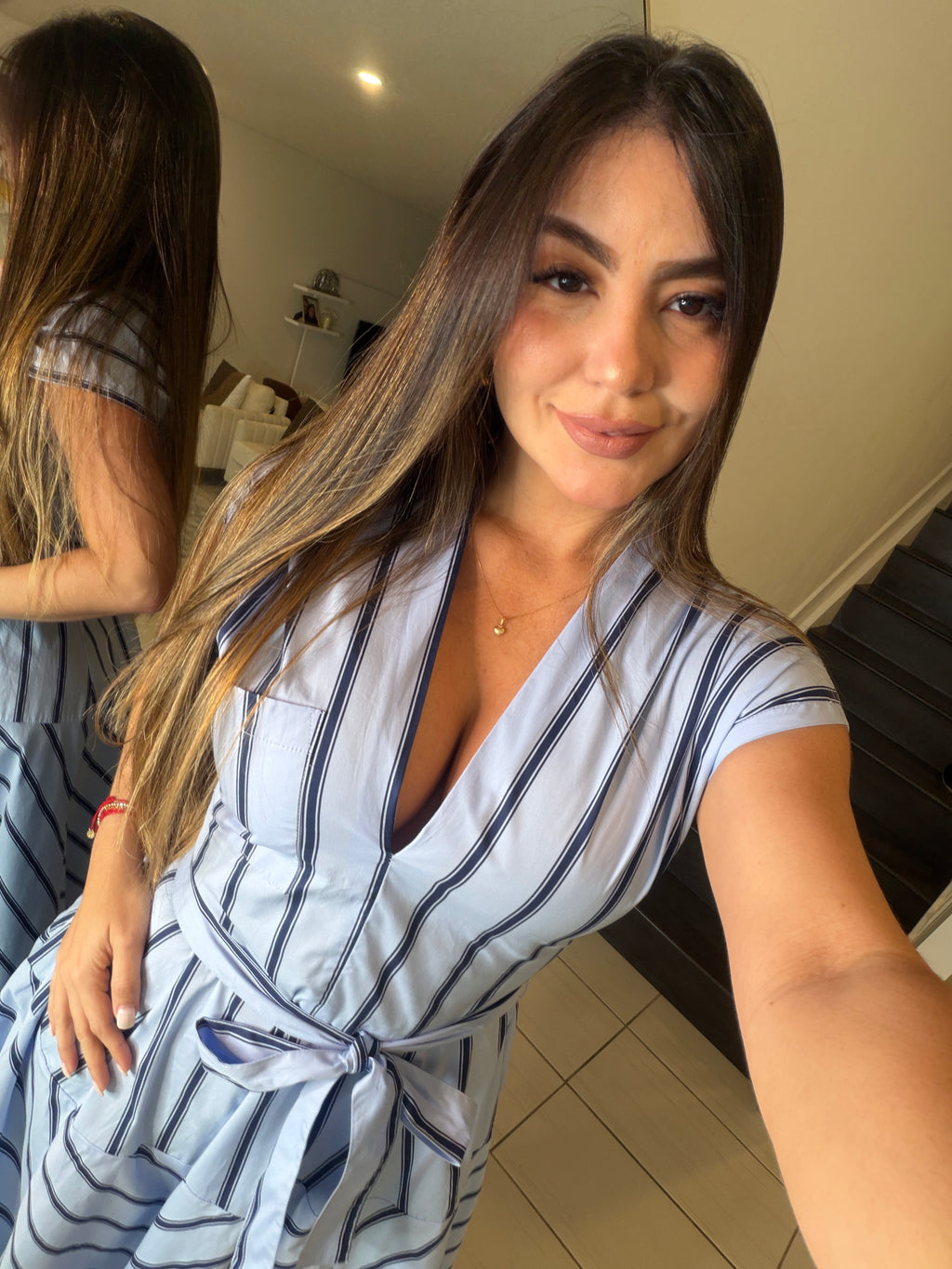 Radiant Stripes Blue Midi Dress