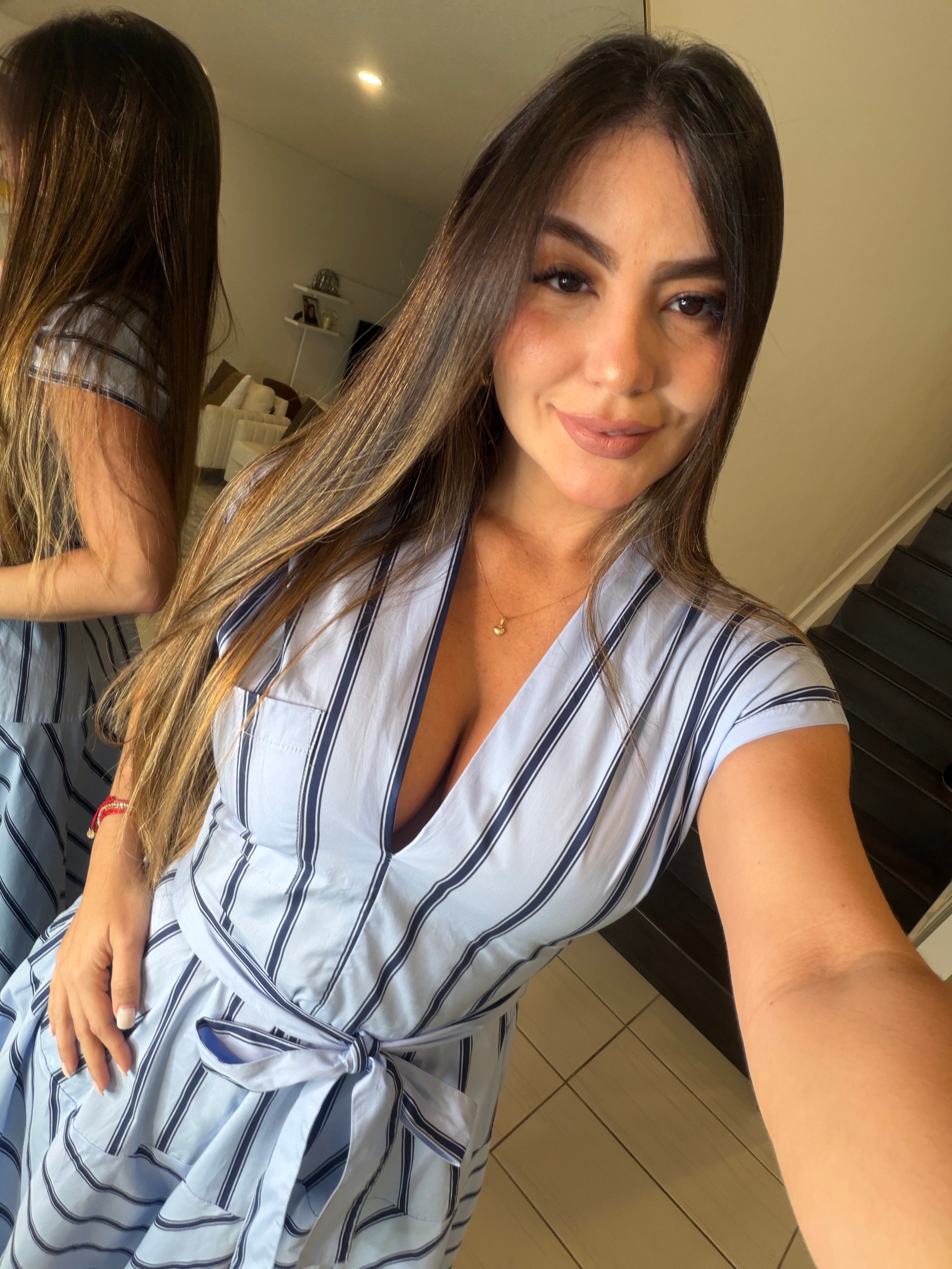 Radiant Stripes Blue Midi Dress