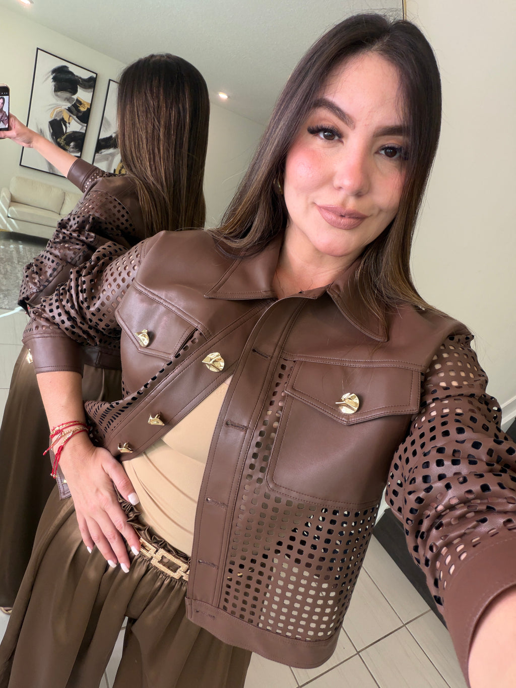Luxe Faux Leather Brown Jacket