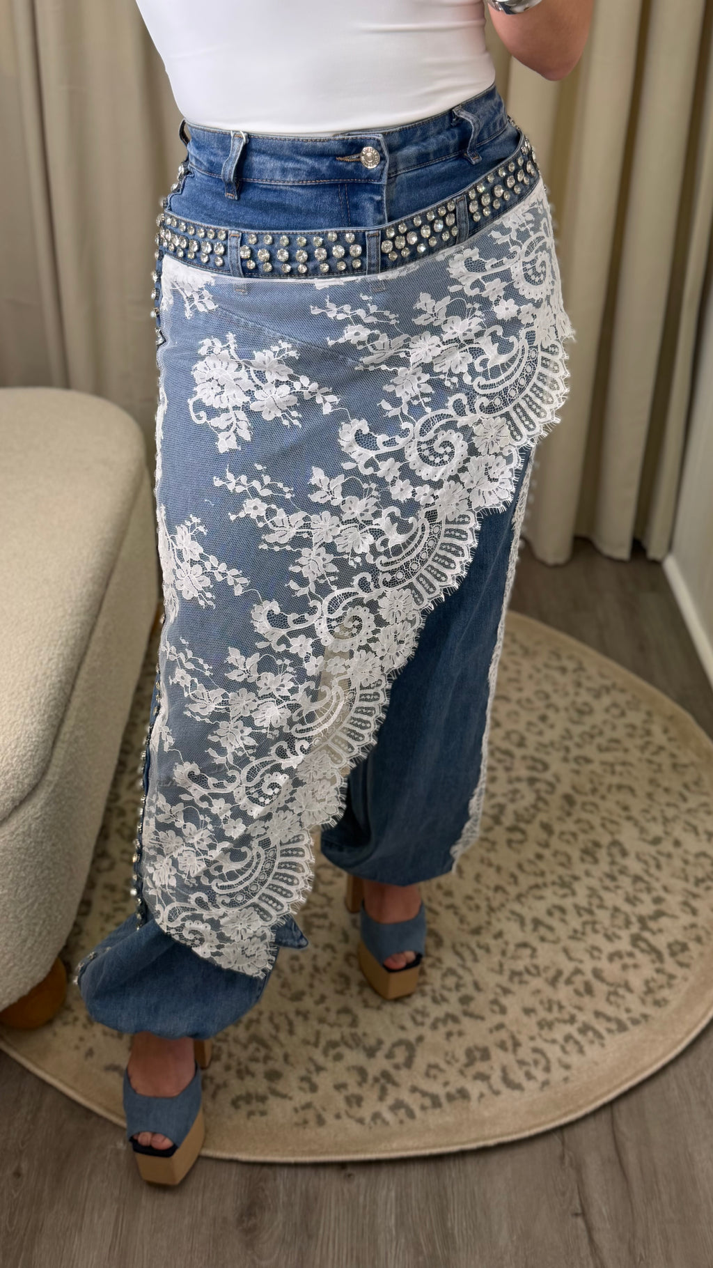 Lace Affair Asym Denim Pants