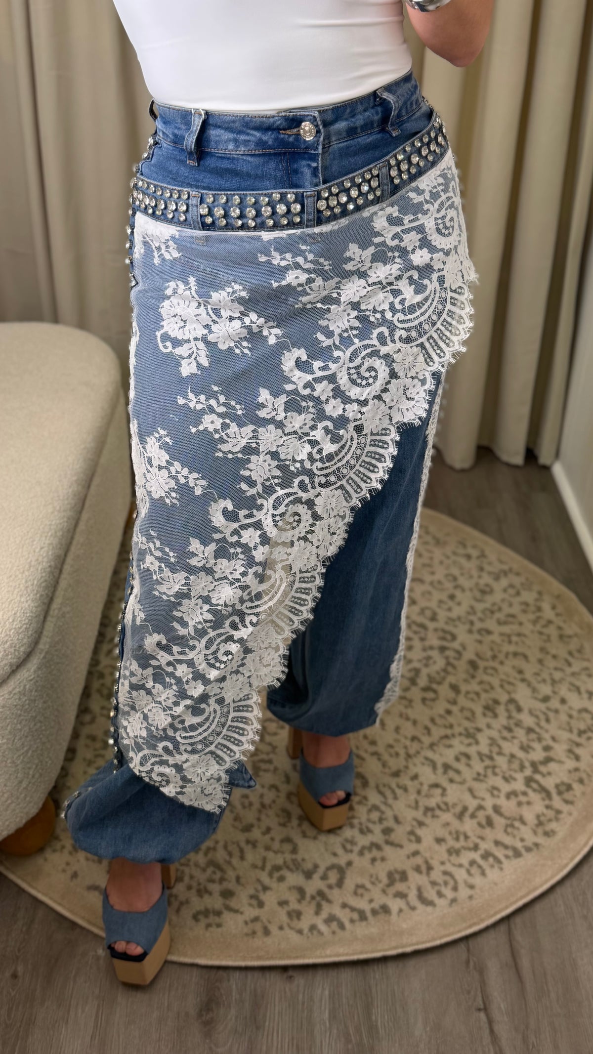 Lace Affair Asym Denim Pants