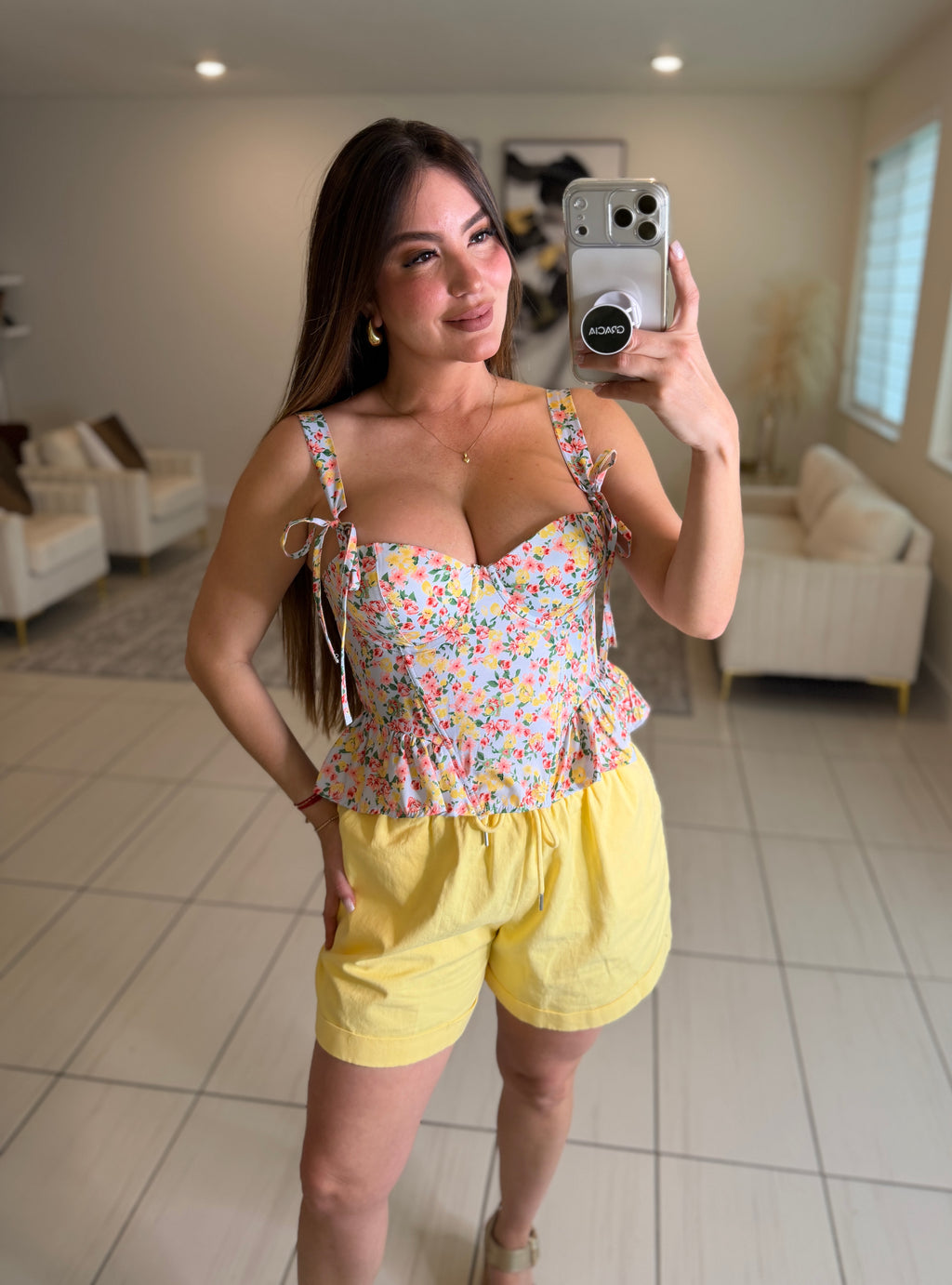 Radiant Reverie Floral Blue Top