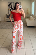 Chic Bandeau Neck Red Top
