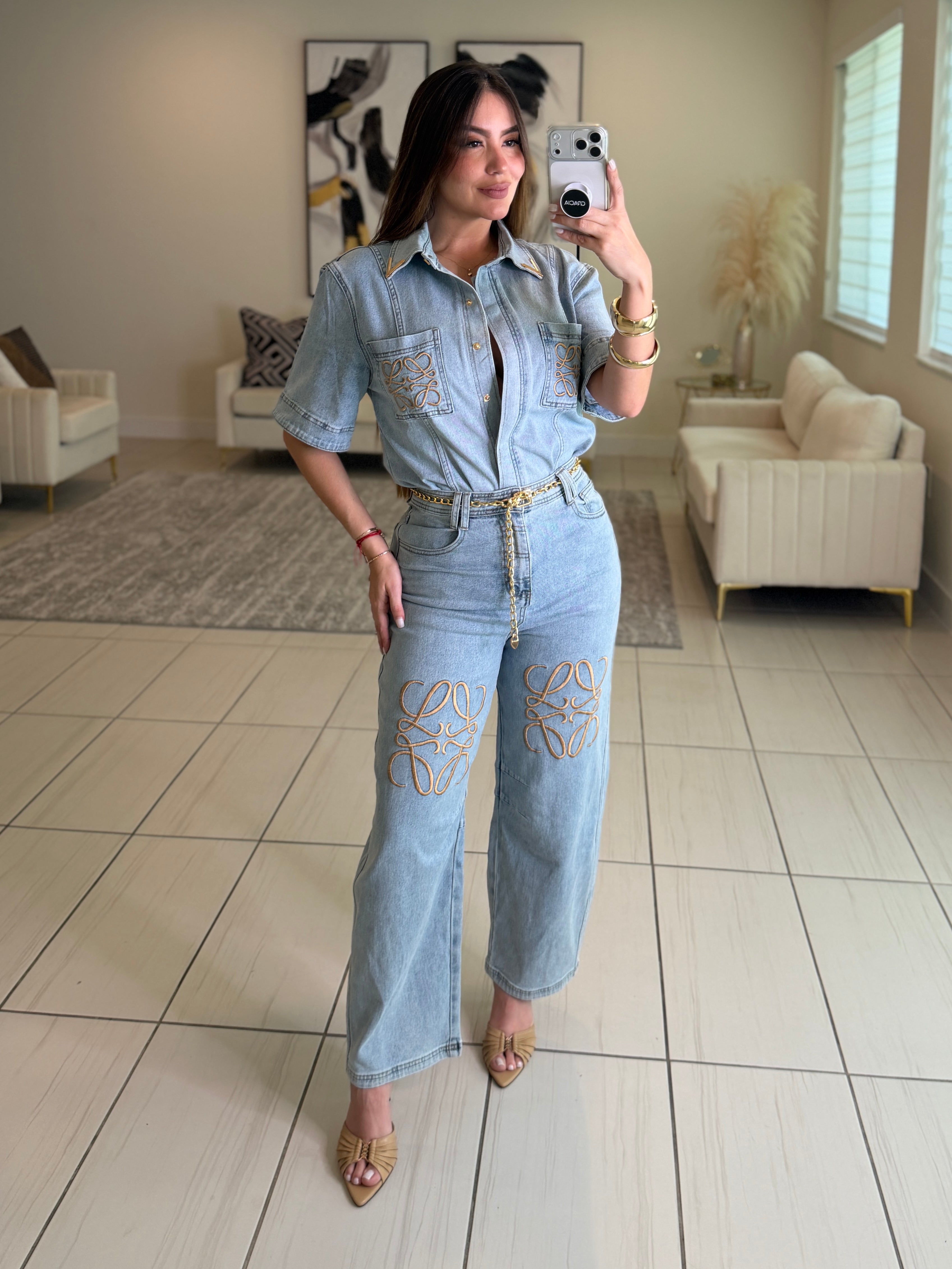 Iconic Light Denim Pant Set