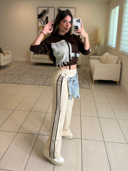 Elite Standard Knit Beige and Brown Pant Set