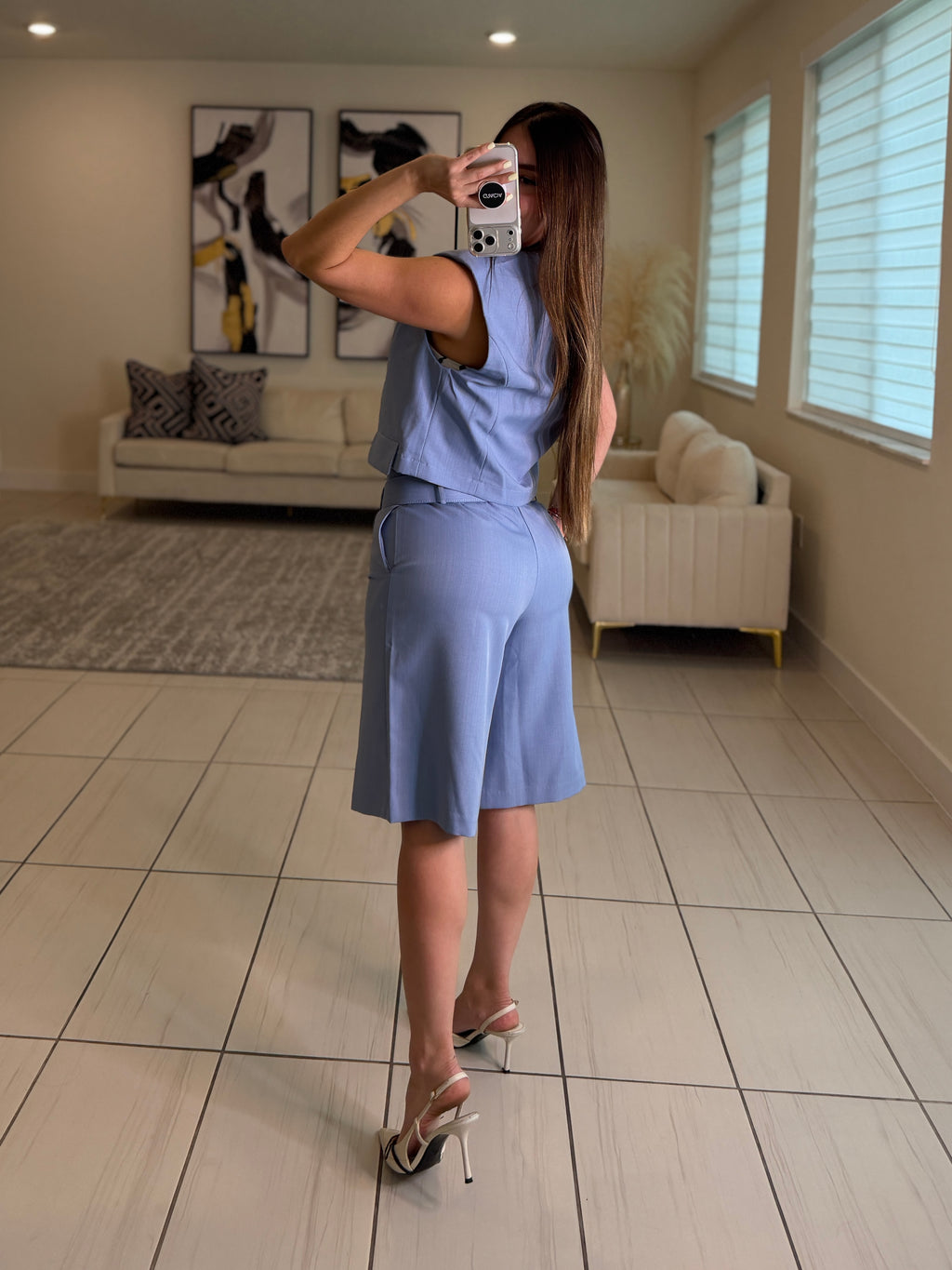 Refined Motion Blue Shorts Set
