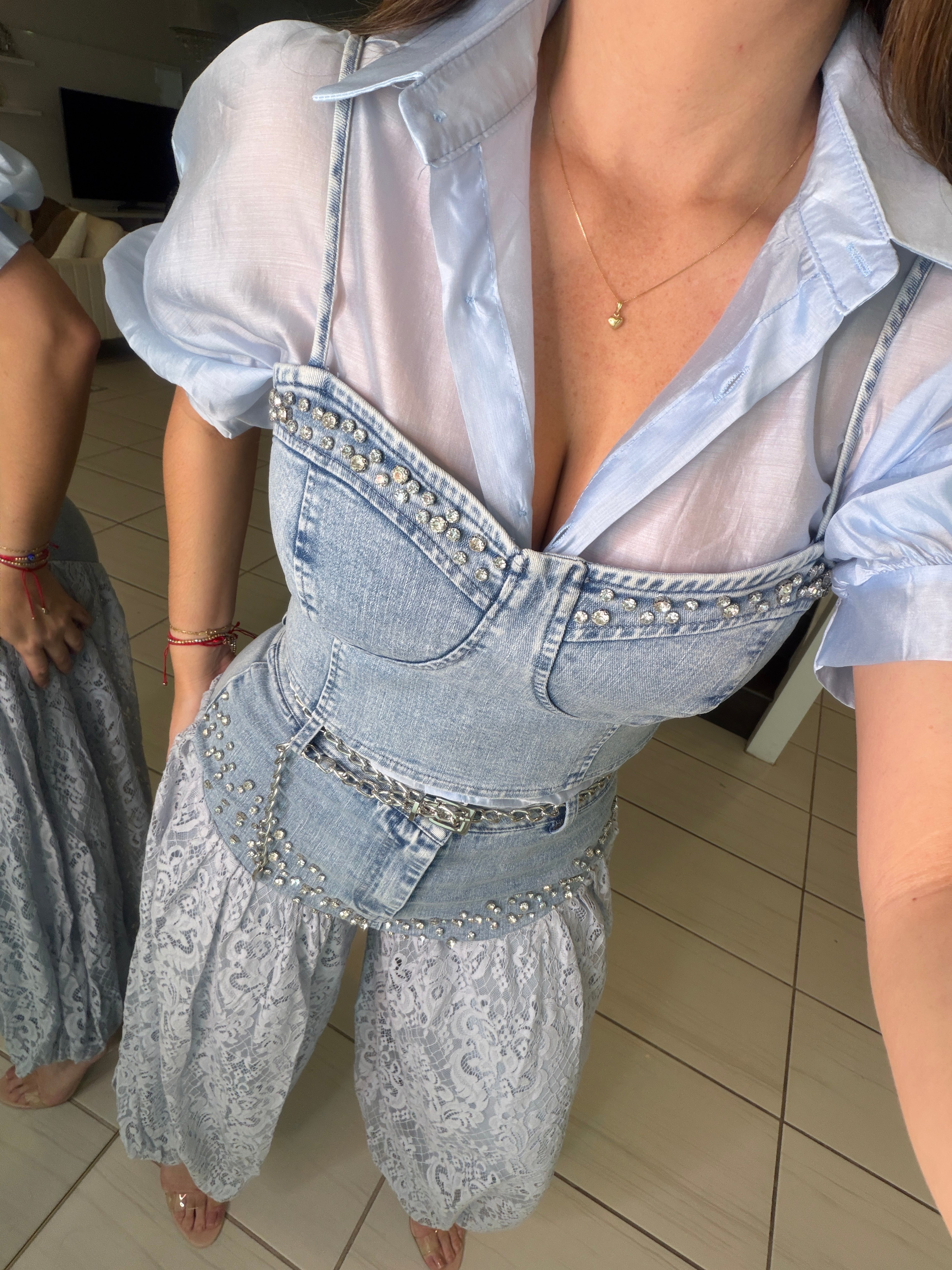 Radiant Prairie Lace Blue Pant Set
