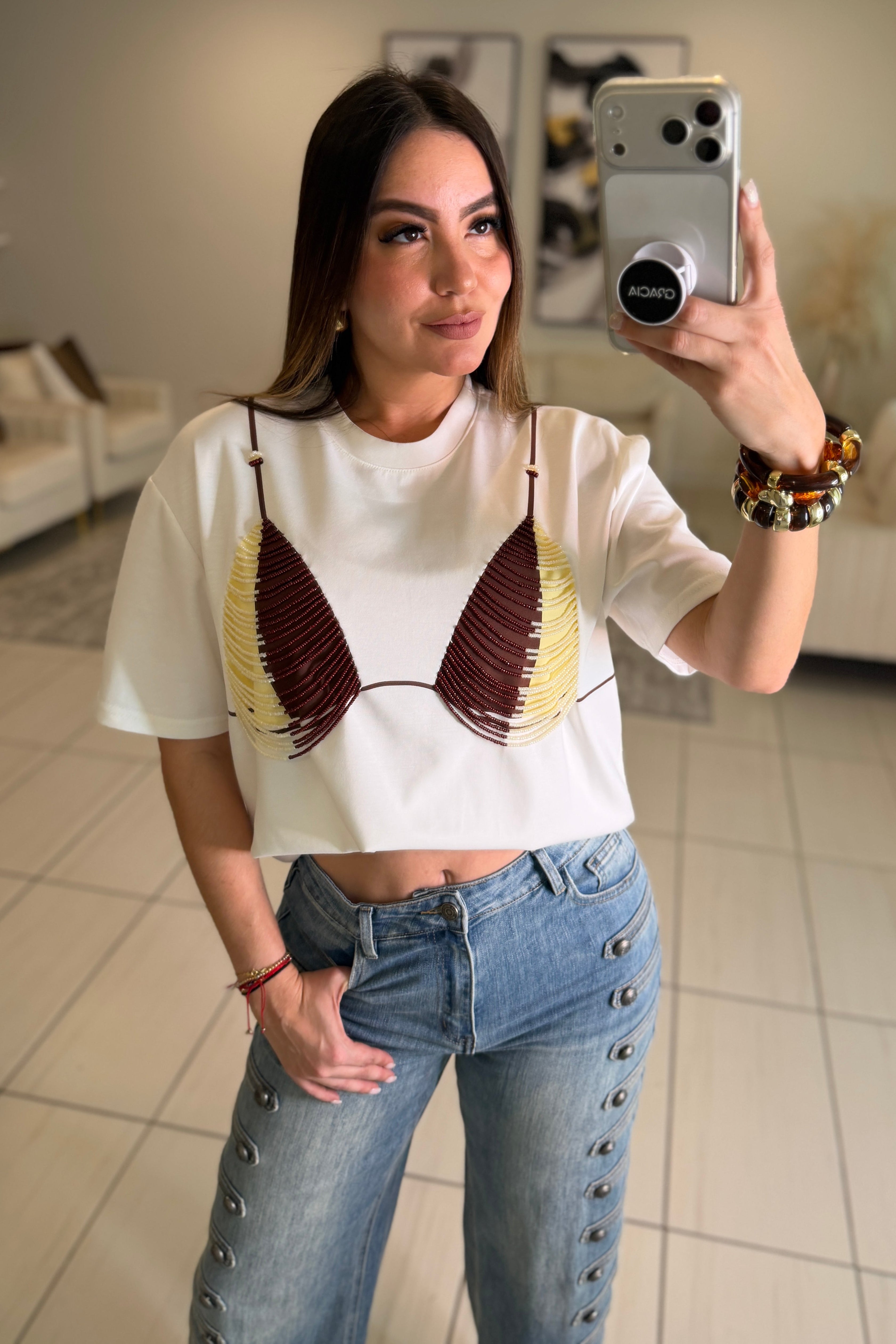 Embellished White Tshirt