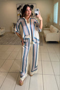 Marine Stripes Beige Pant Set