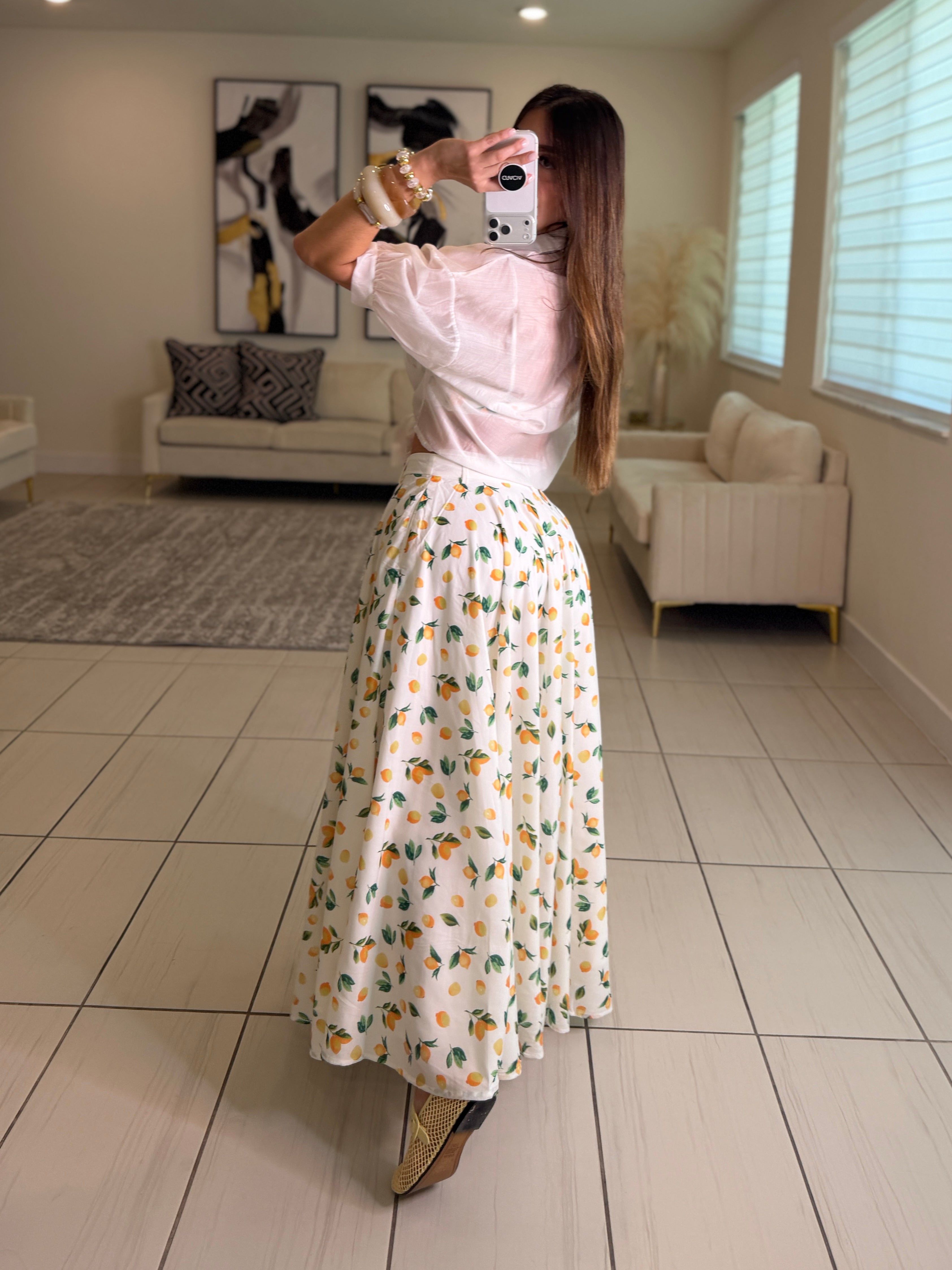 Amalfi Lemons White Skirt Set