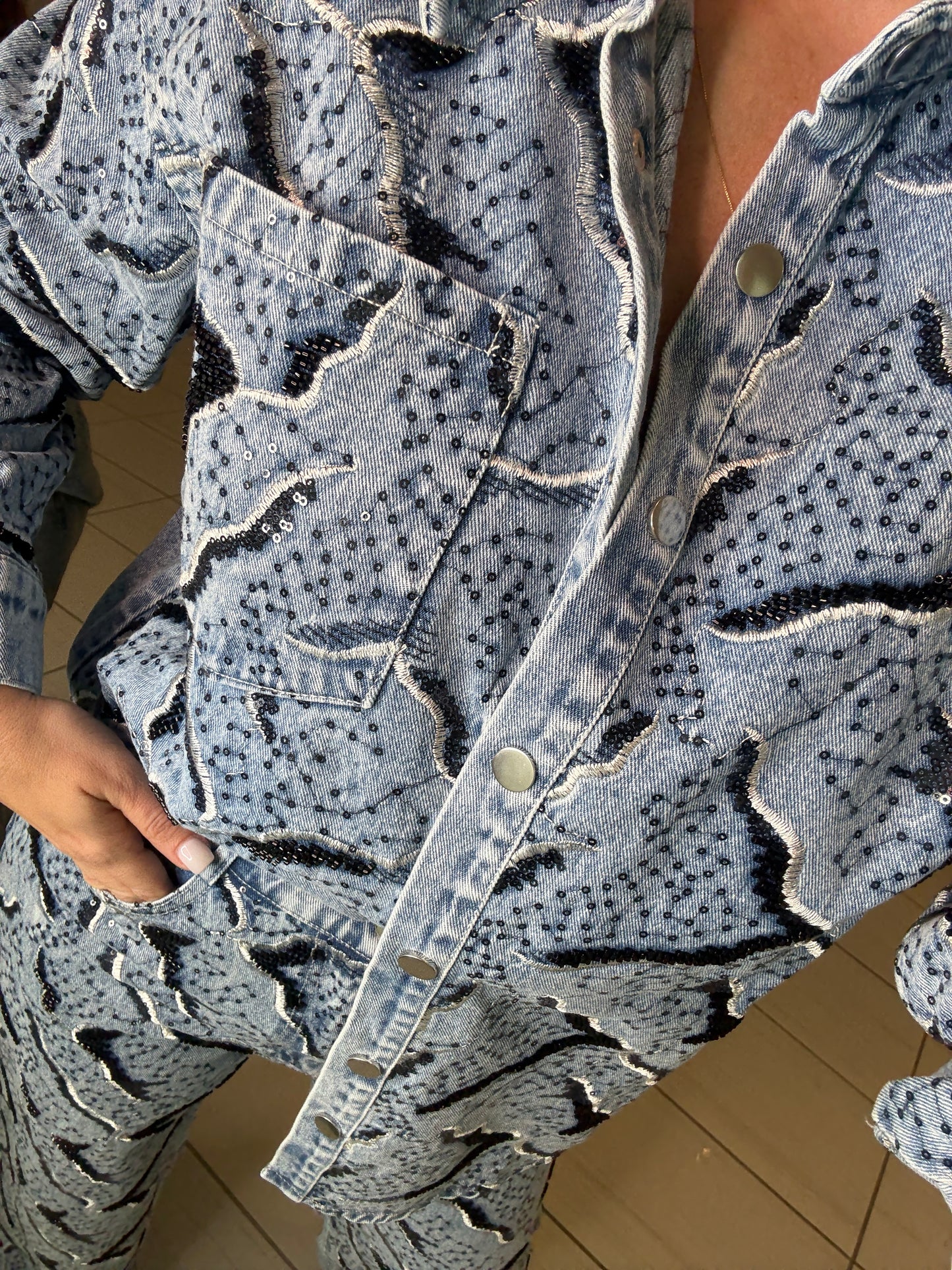 Perfect Details Denim Pant Set