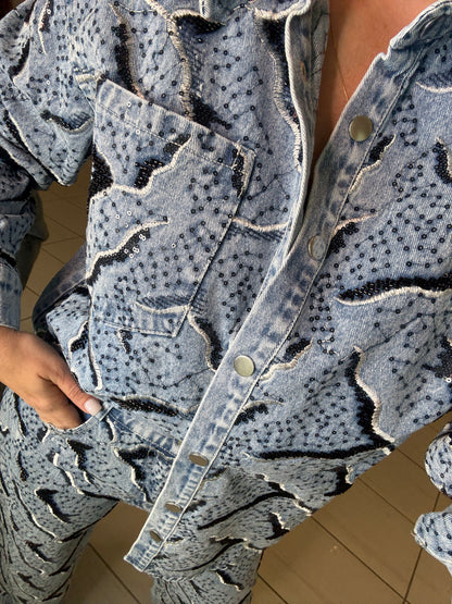 Perfect Details Denim Pant Set