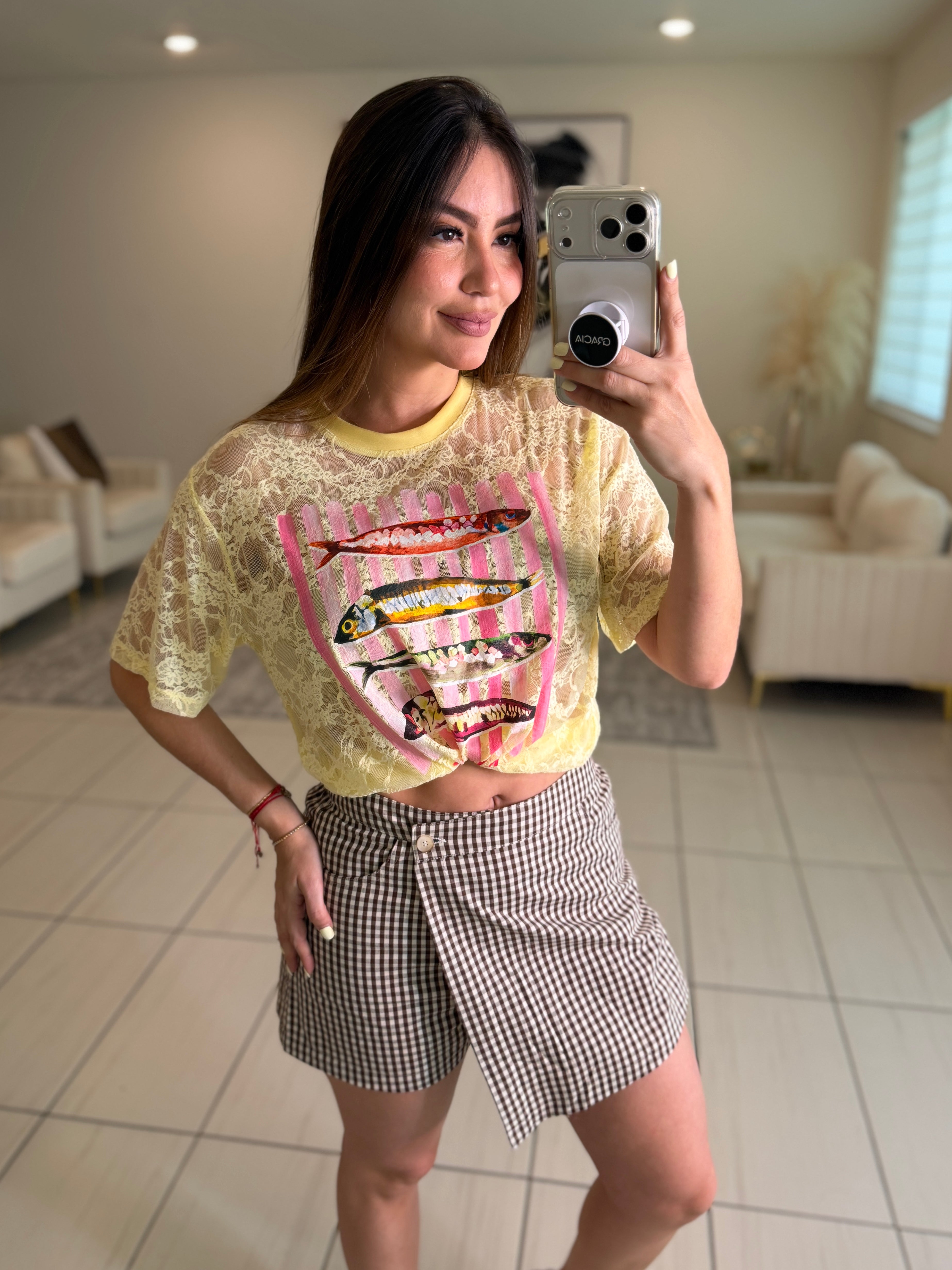 Divine Gingham Brown Short