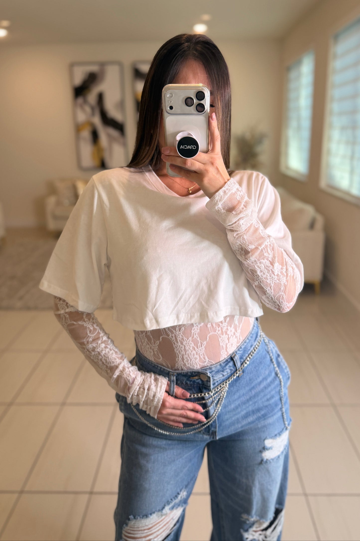 Luxe Instinct Lace White Bodysuit