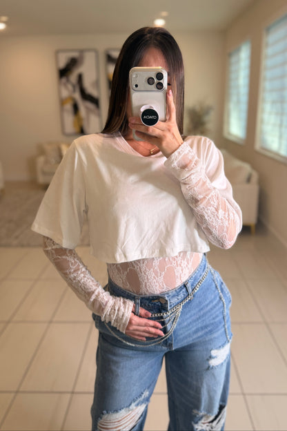 Luxe Instinct Lace White Bodysuit