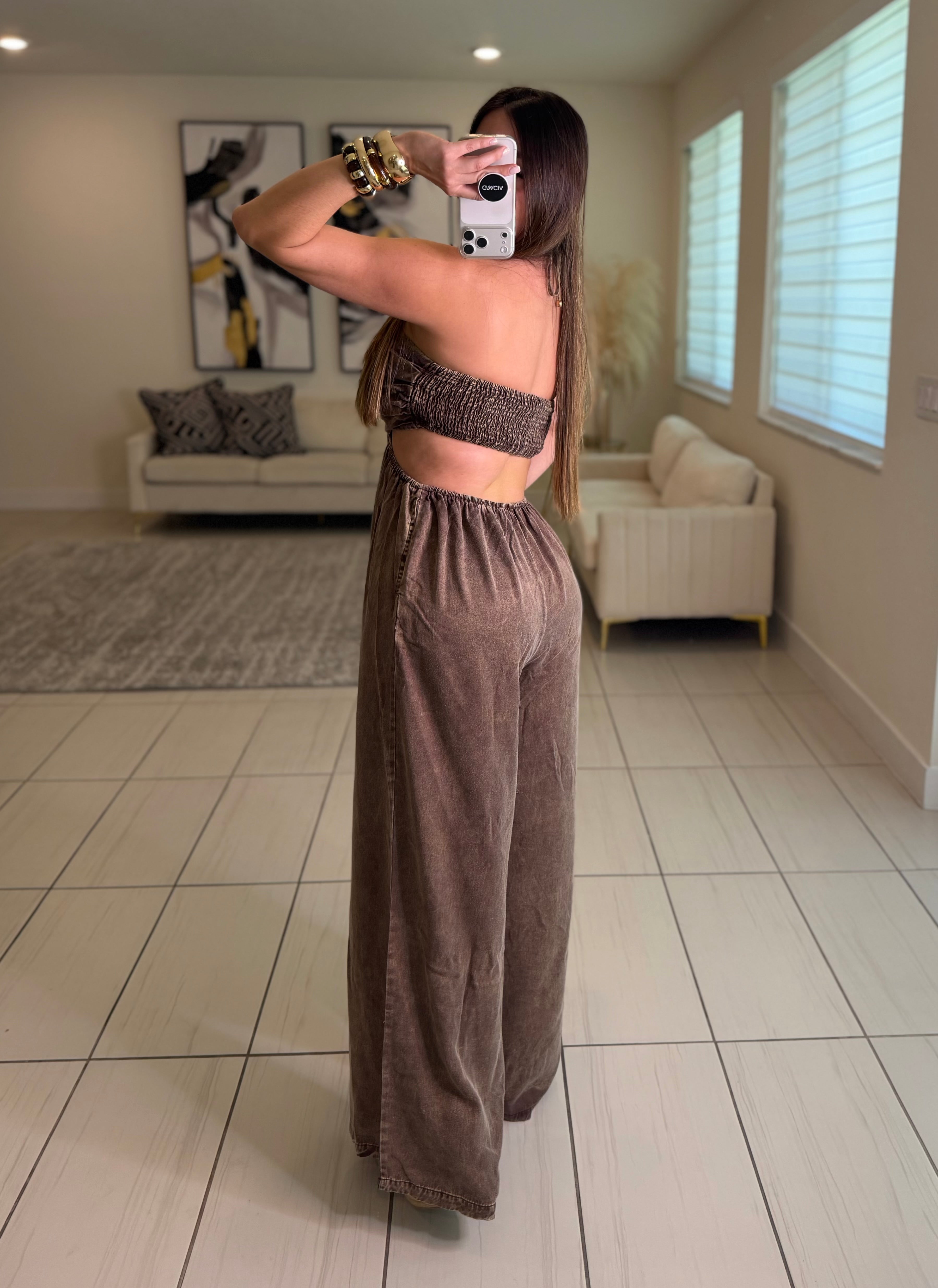 Irresistible Intentions Brown Jumpsuit