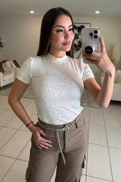 Rosette Romance Shine White Top