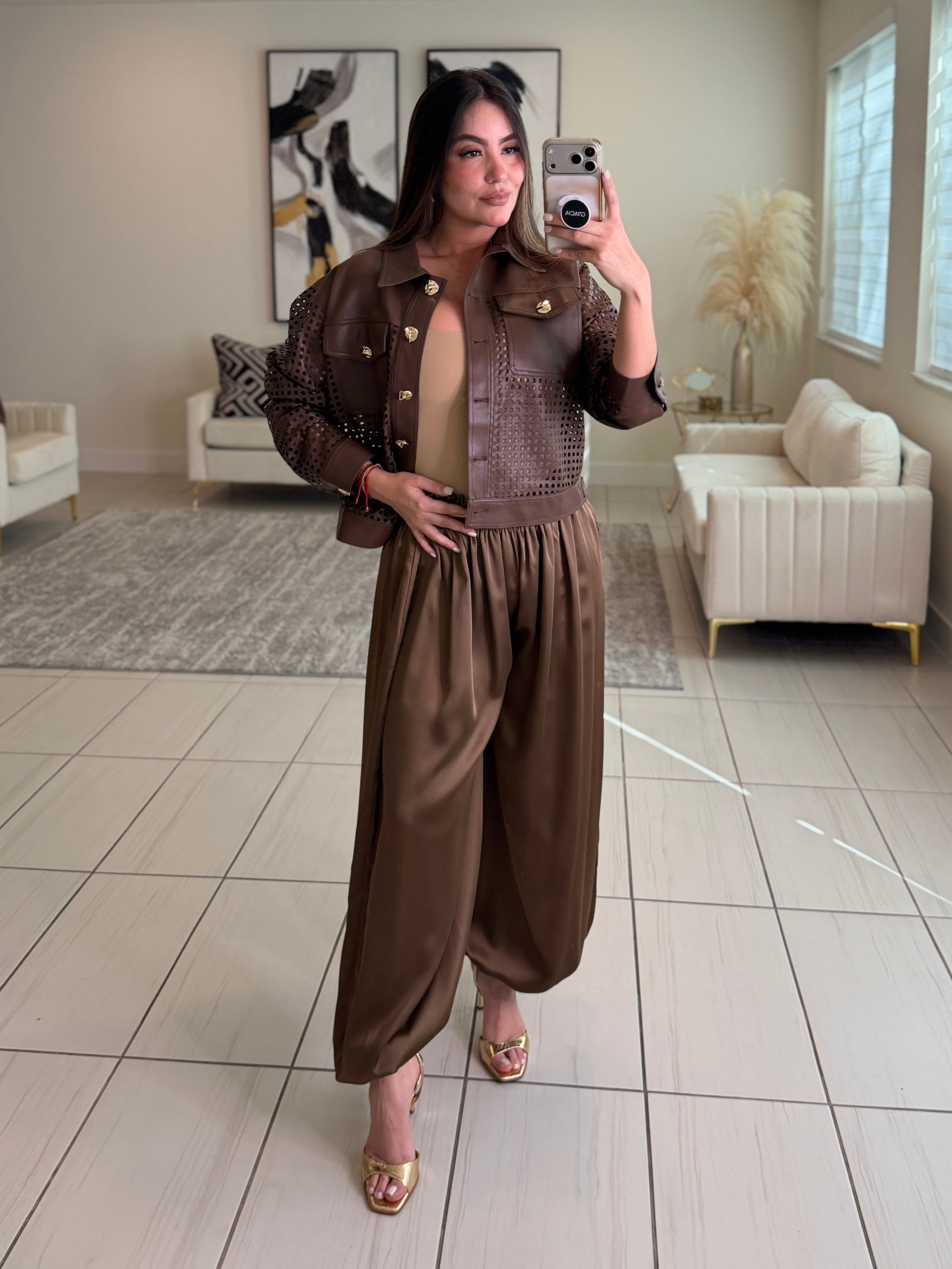 Luxe Faux Leather Brown Jacket