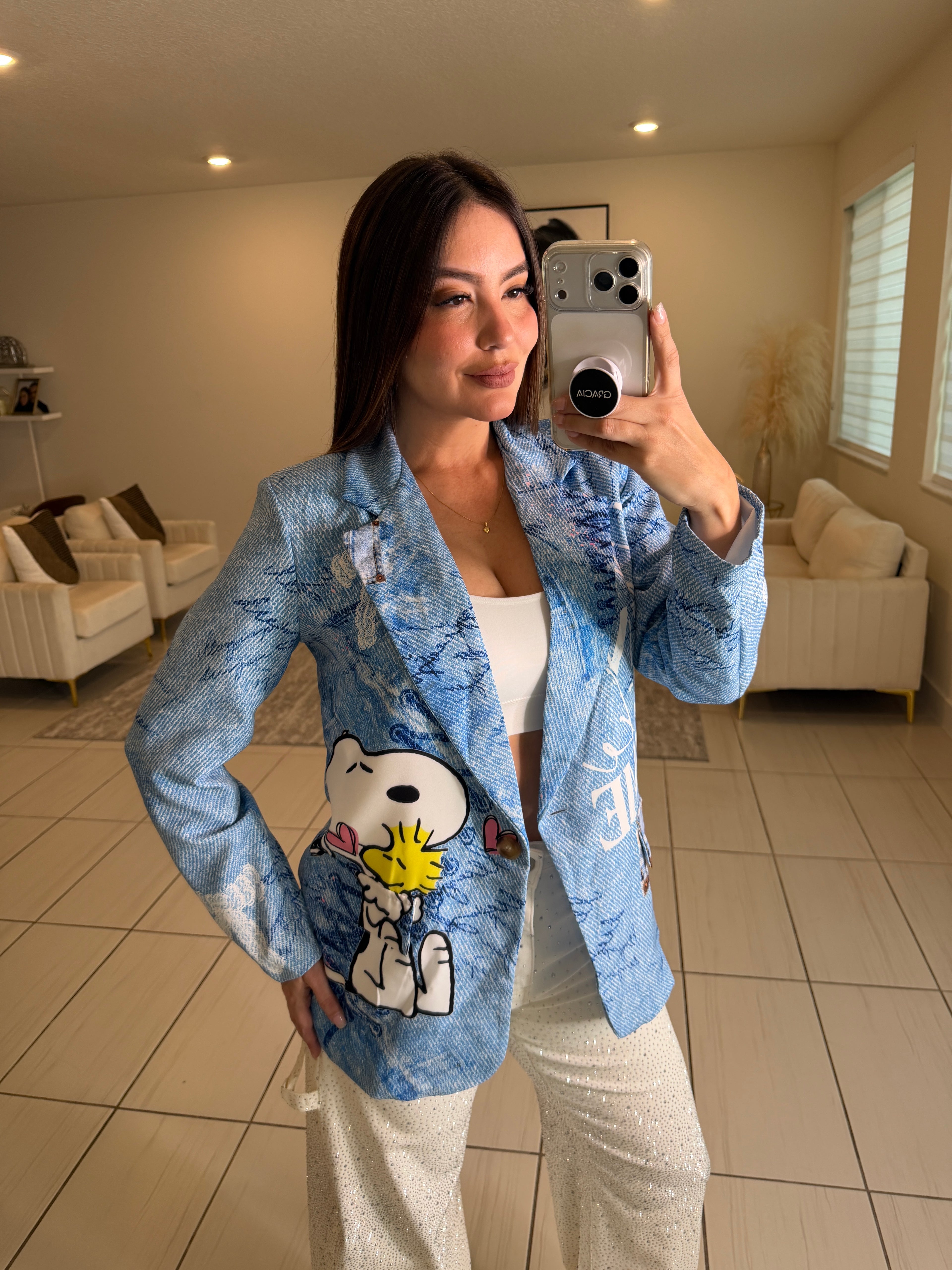 Glamorous Printed Blue Blazer