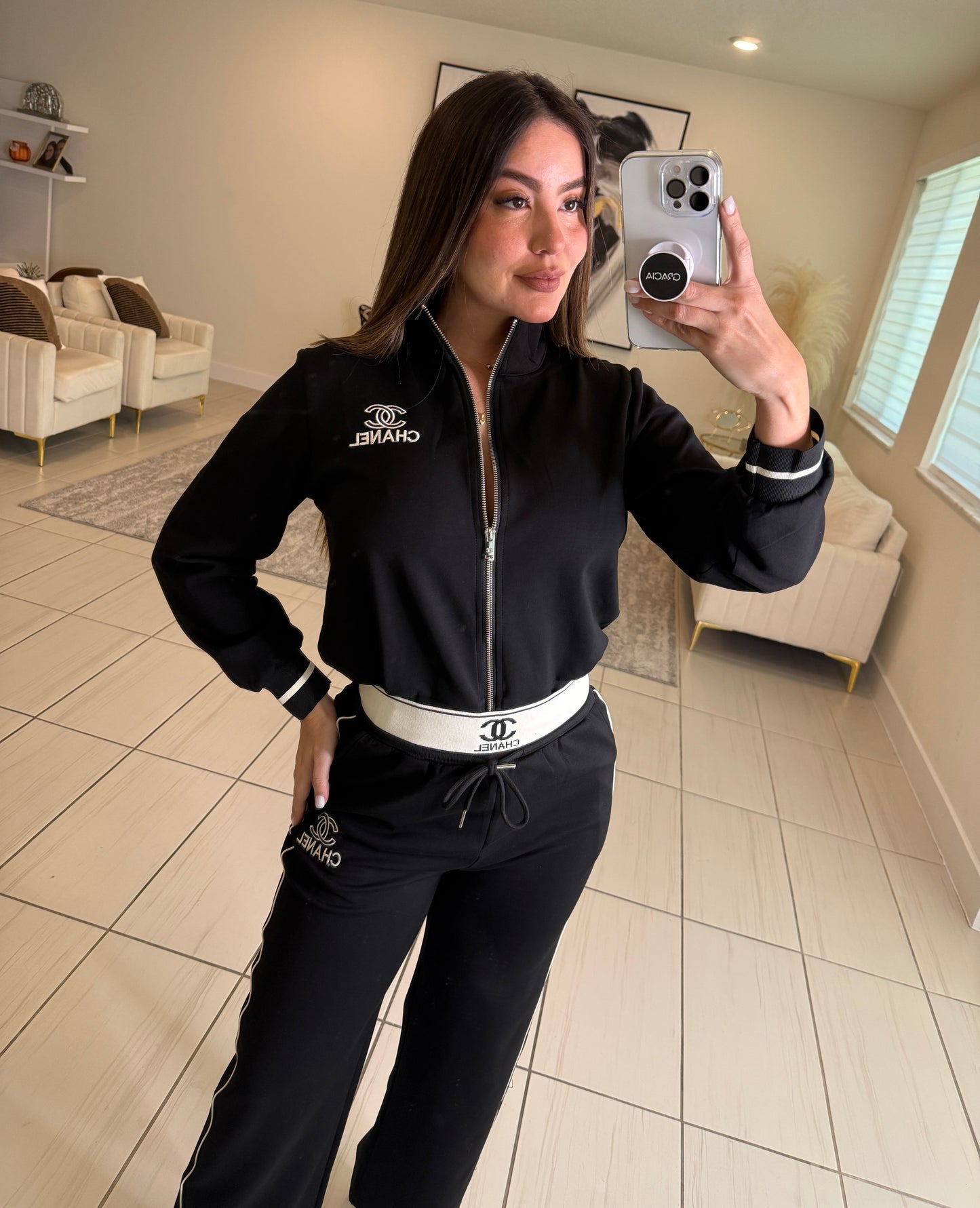 Iconic Structure Black Pants Set