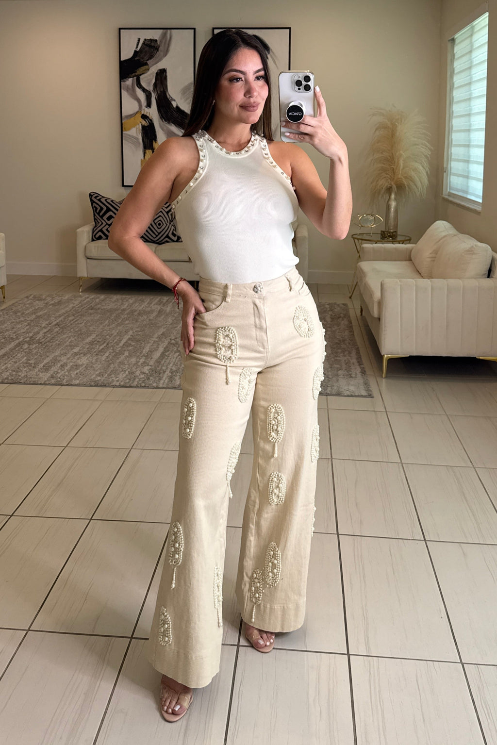The Pearl Effect Beige Pants