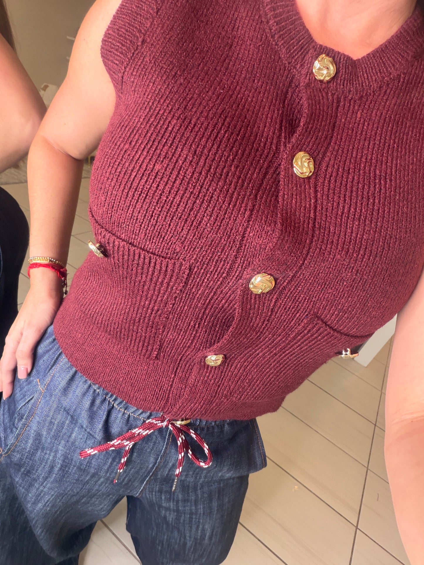 Simplicity Charm Knit Red Wine Vest